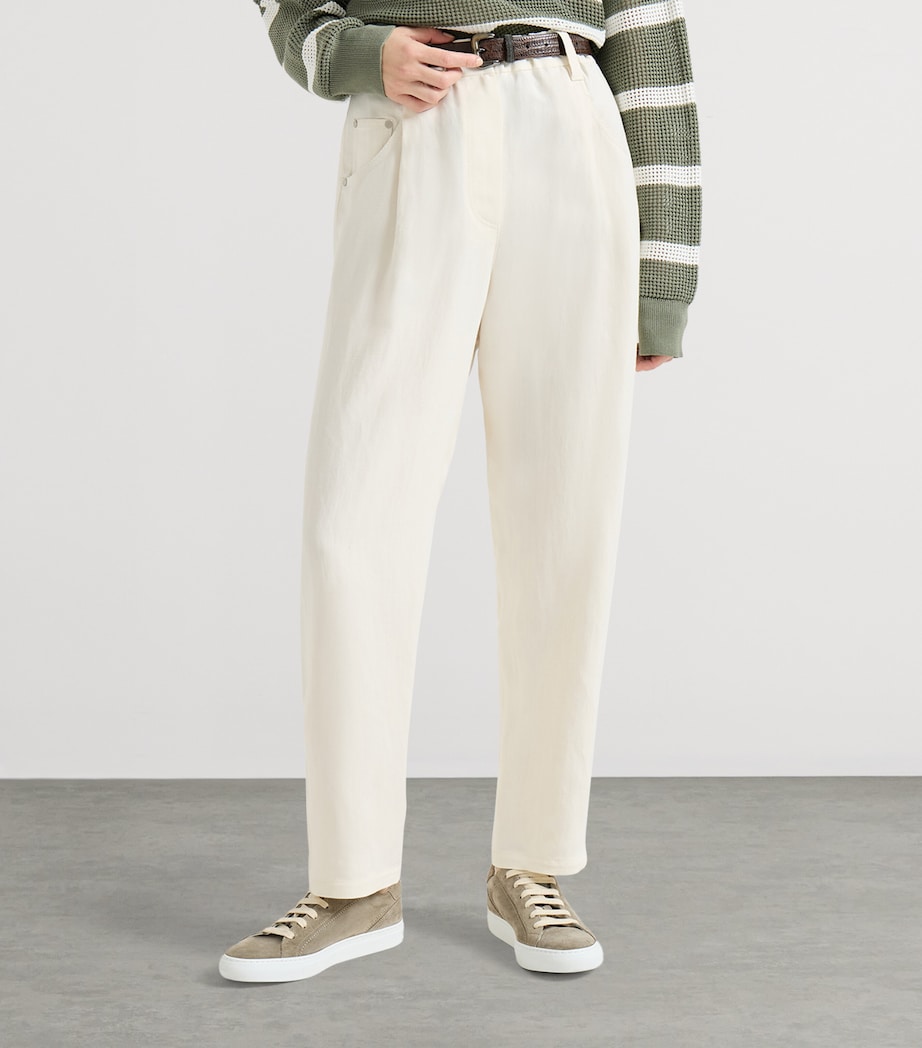 Brunello Cucinelli Womens Embellished Straight Trousers Image 3