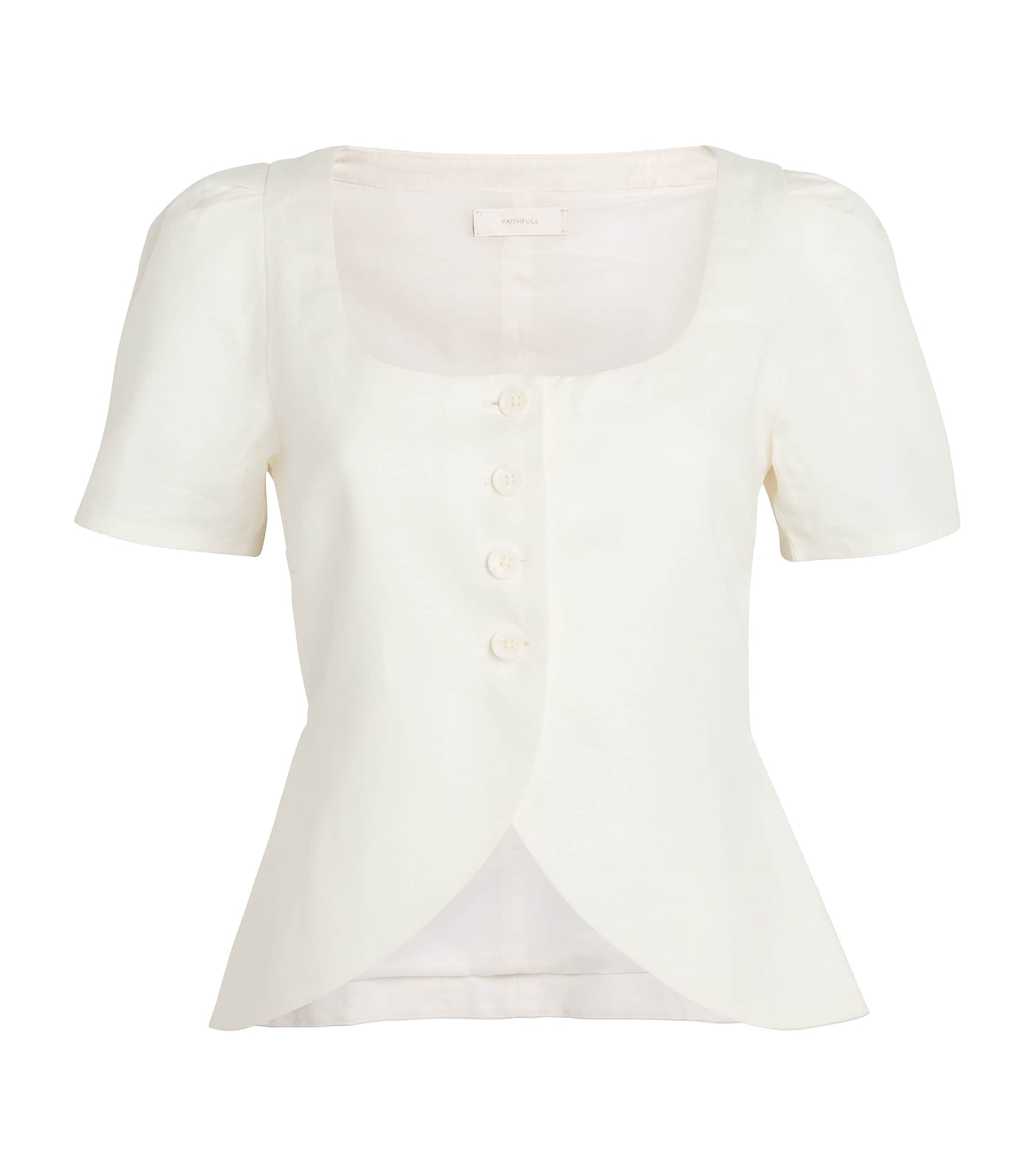 Linen Audrey Crop Top WHITE Image 1