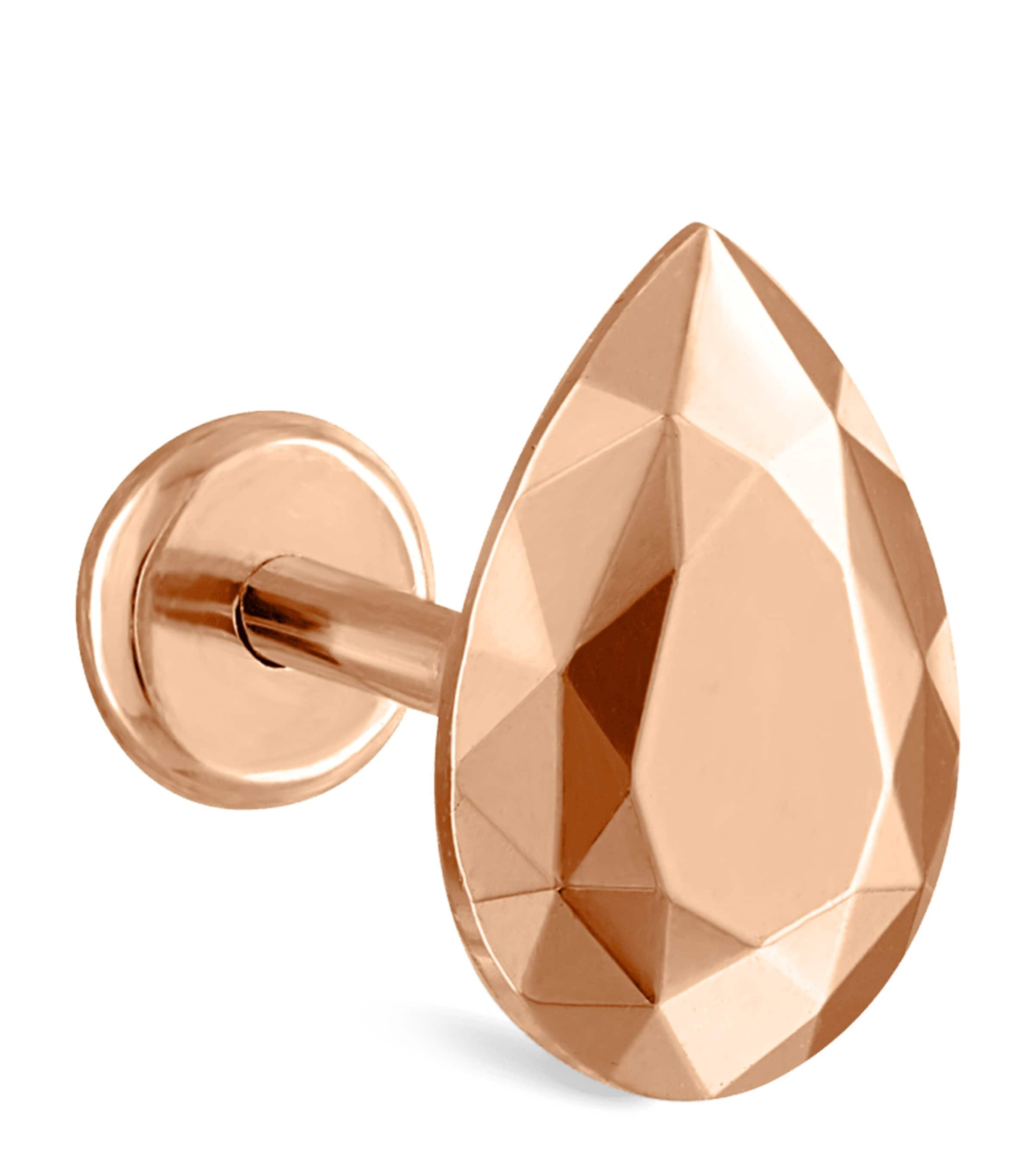 Shop Maria Tash Faceted Pear Threaded Stud Earring In Rose Gold