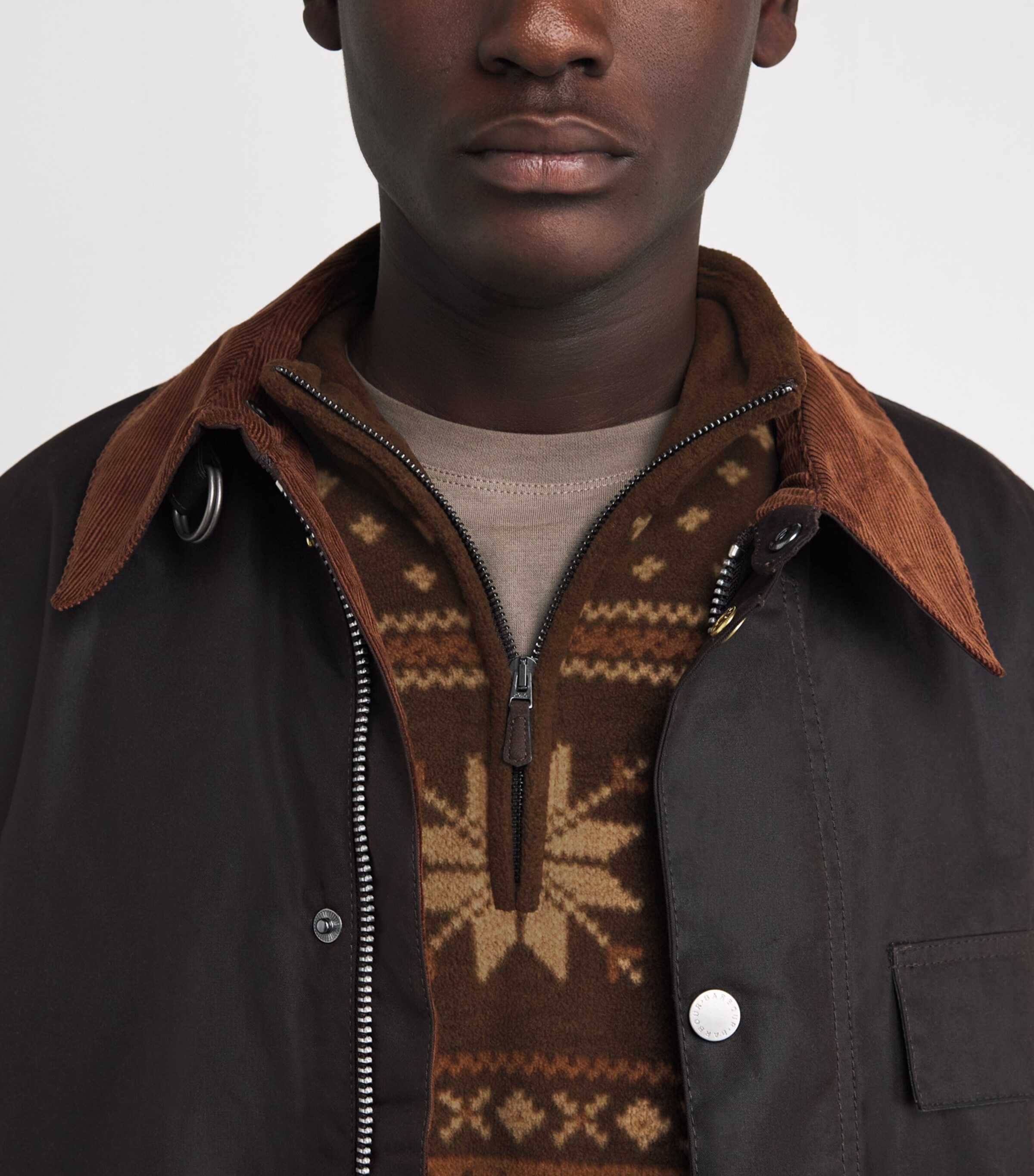 Polo Ralph Lauren Mens Fleece Fair Isle Quarter-Zip Sweatshirt Brown Image 6