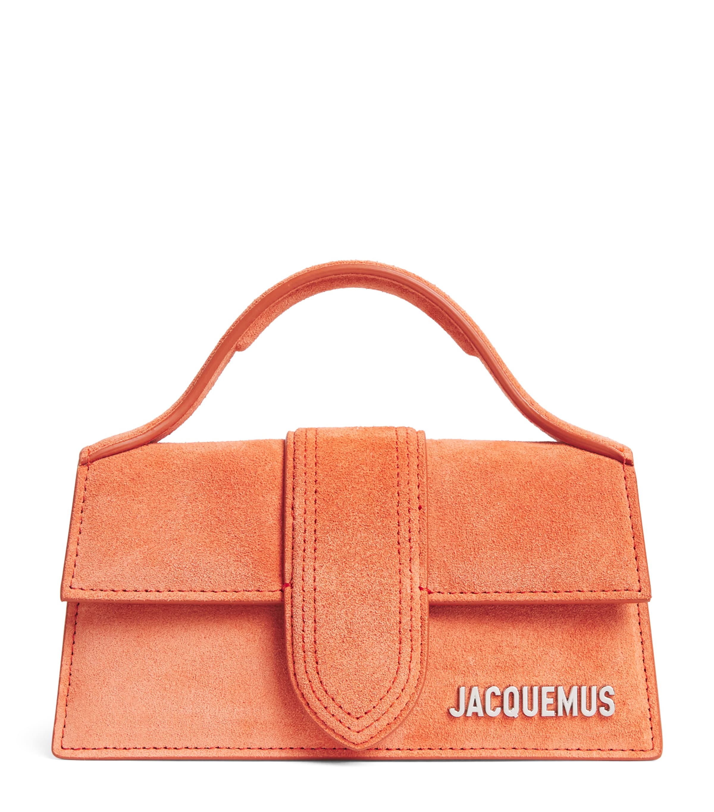 Jacquemus Suede Bambino Top-handle Bag In Orange