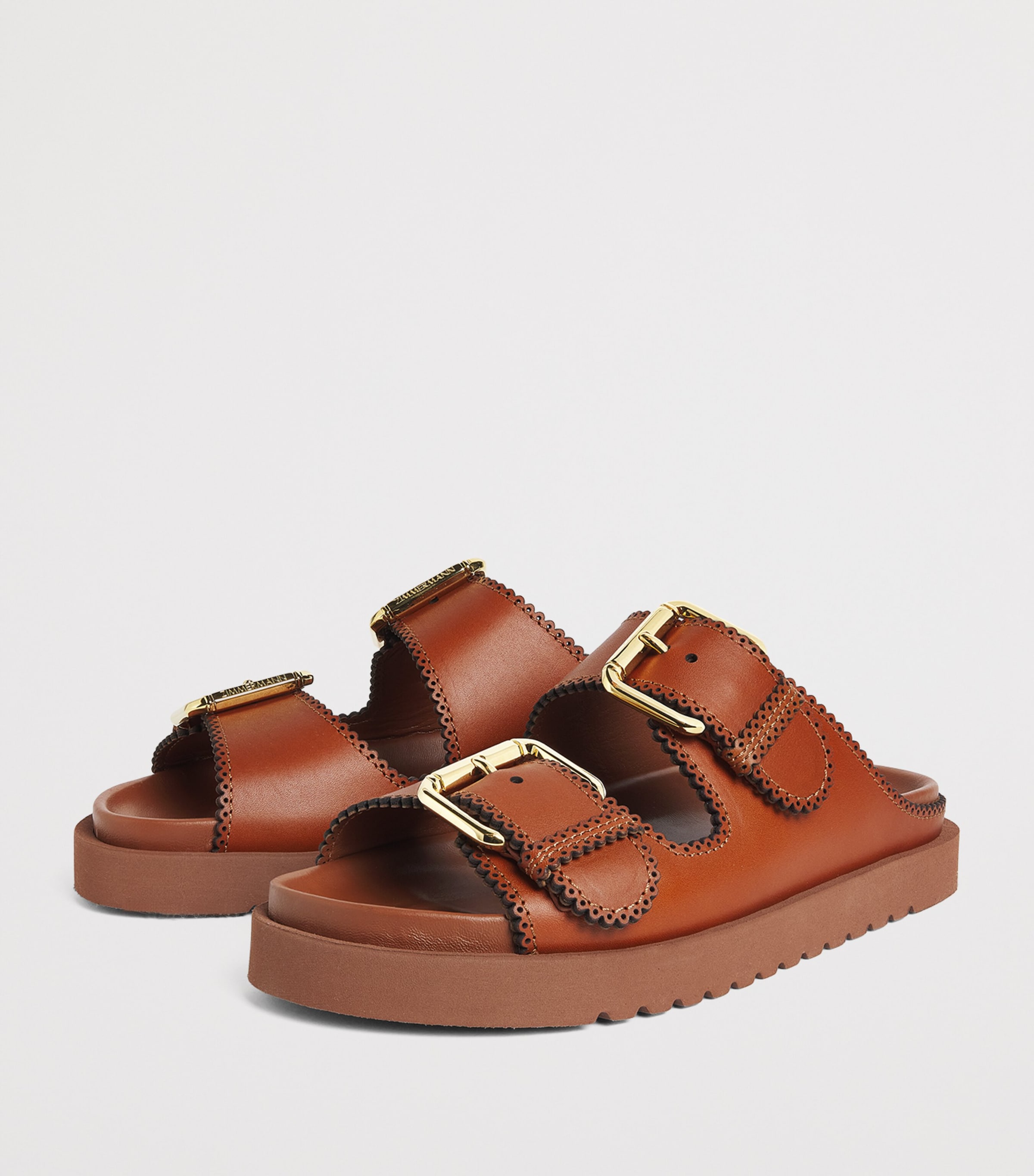 Leather Goldie Buckle Sandals PECN/PECAN Image 3