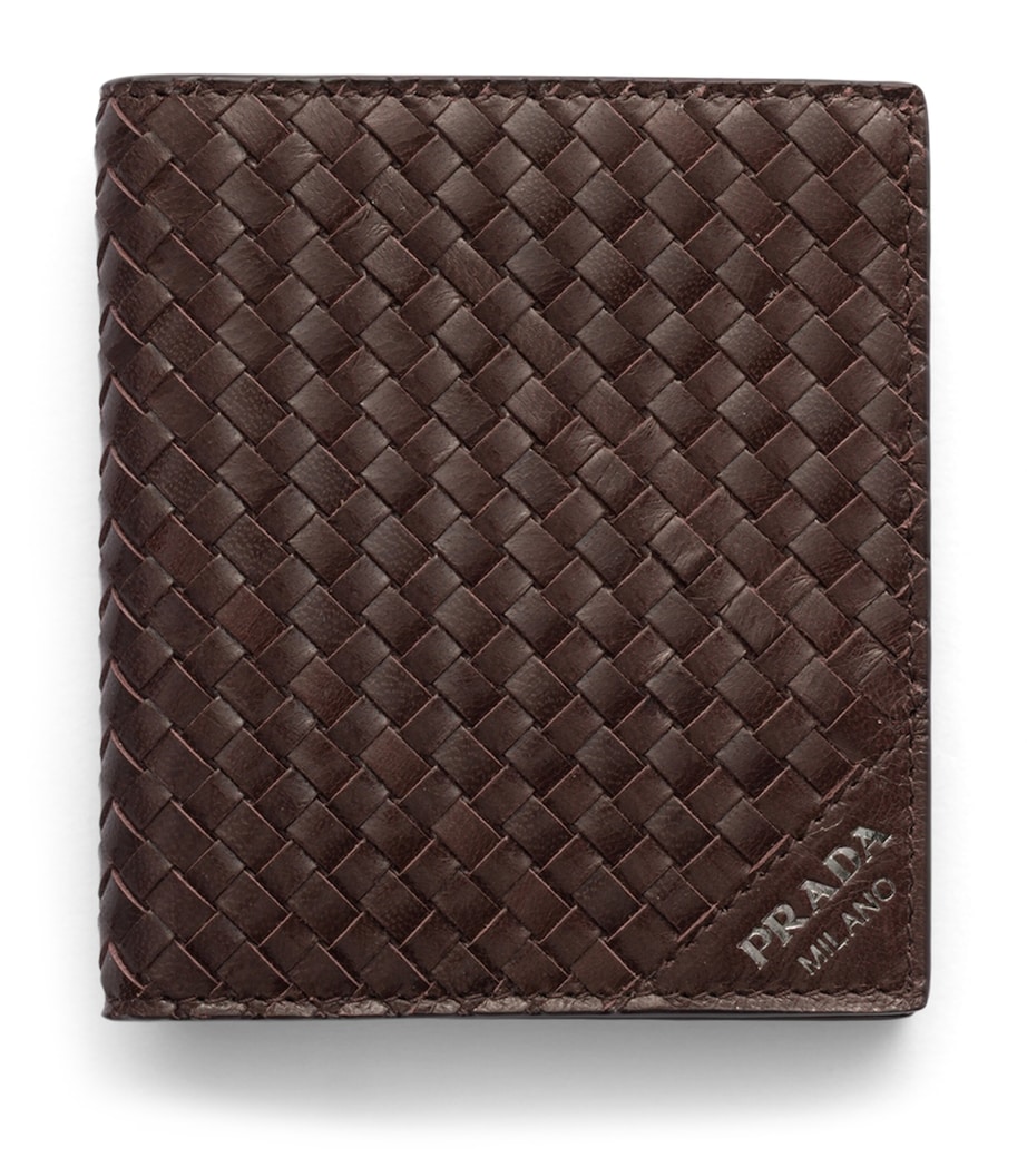 Prada Leather Woven Wallet Brown Image 1