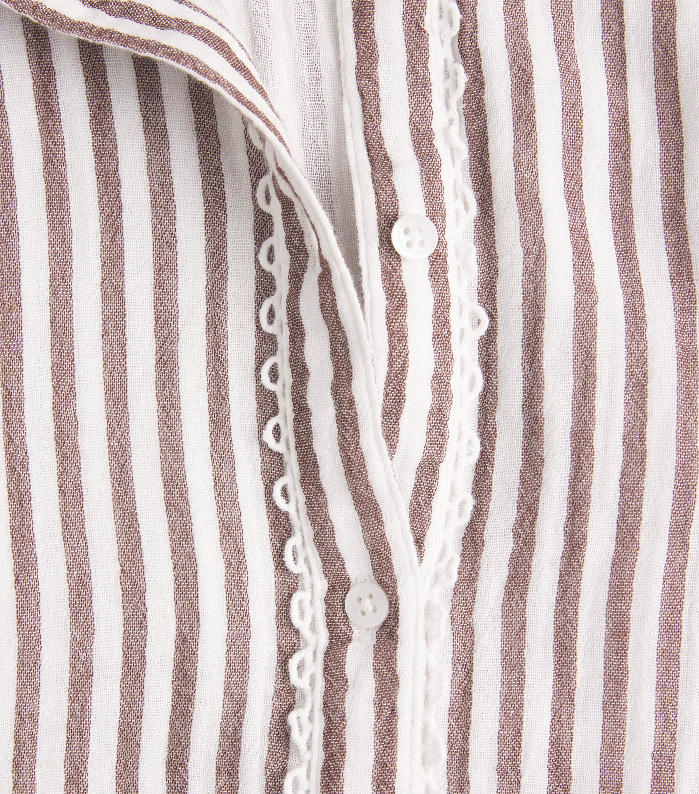 ME+EM Womens Embroidered Stripe Shirt Soft White/pecan Image 6
