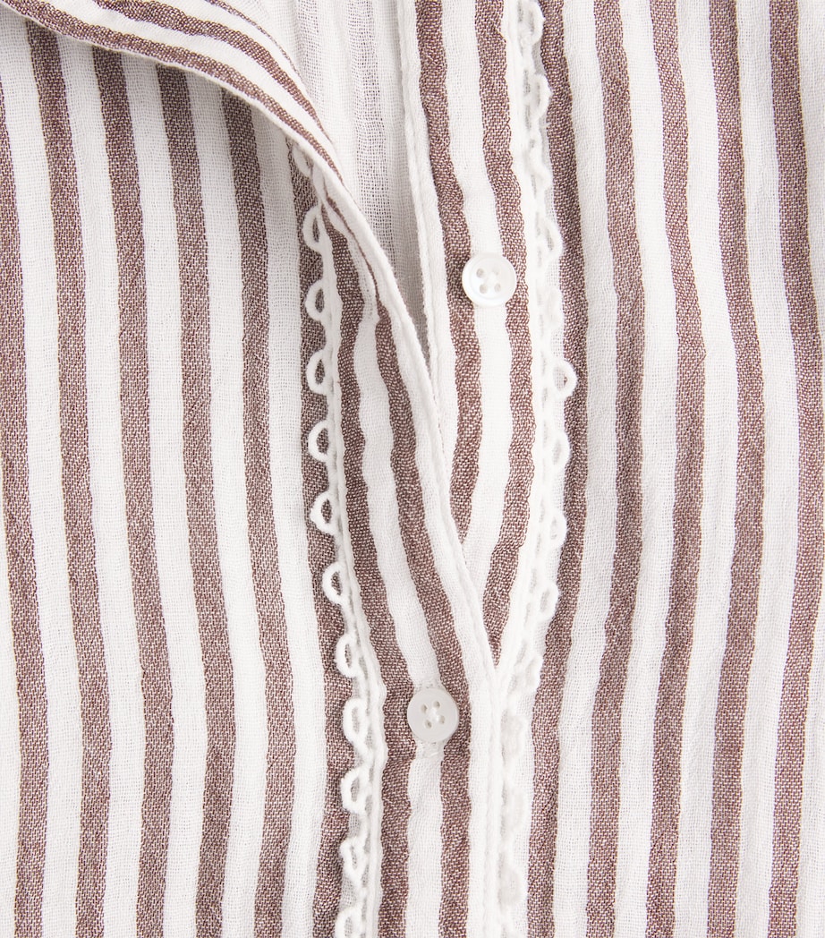 ME+EM Womens Embroidered Stripe Shirt Soft White/pecan Image 6