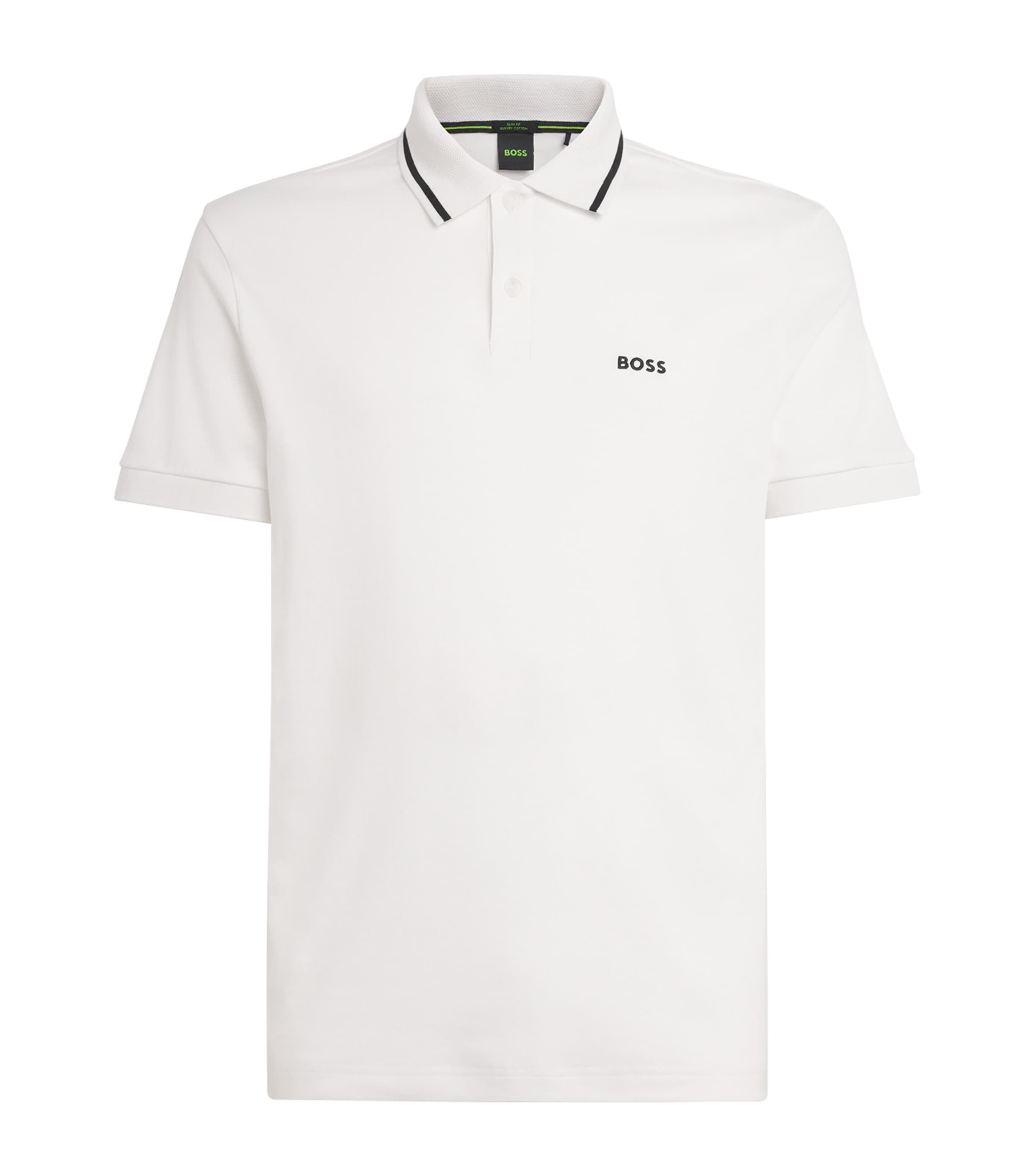 BOSS Mens Pima Cotton Polo Shirt White Image 1