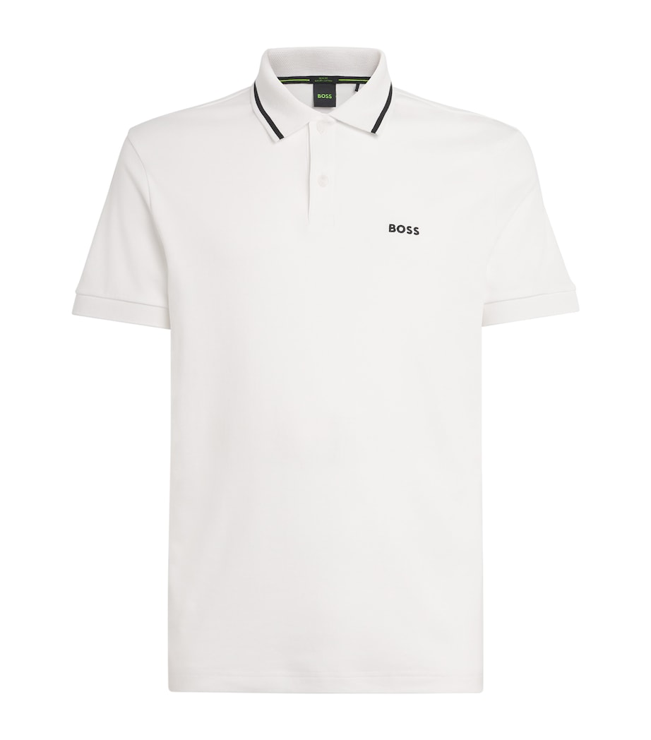 BOSS Mens Pima Cotton Polo Shirt White Image 1