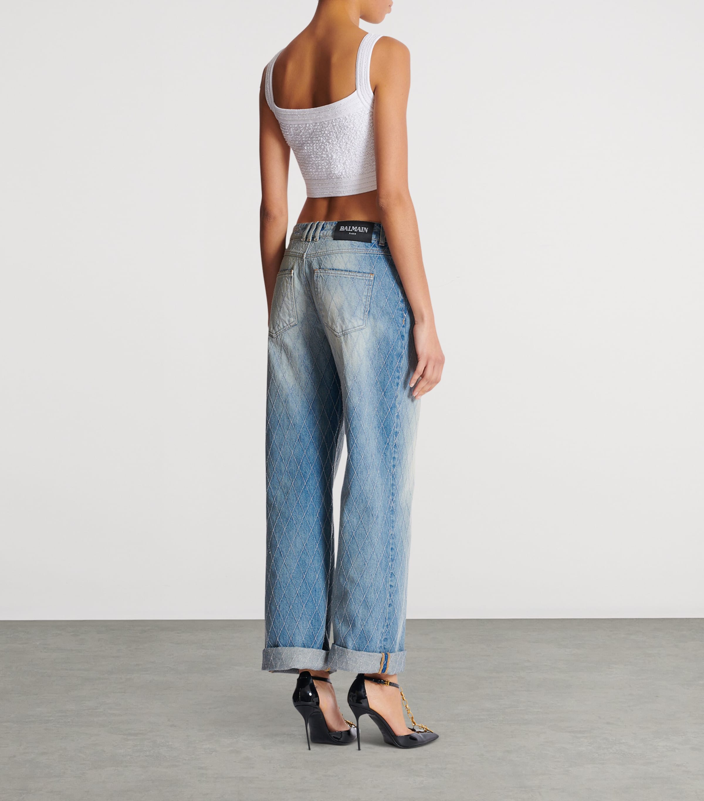 Tweed Crop Top 0FA BLANC Image 3