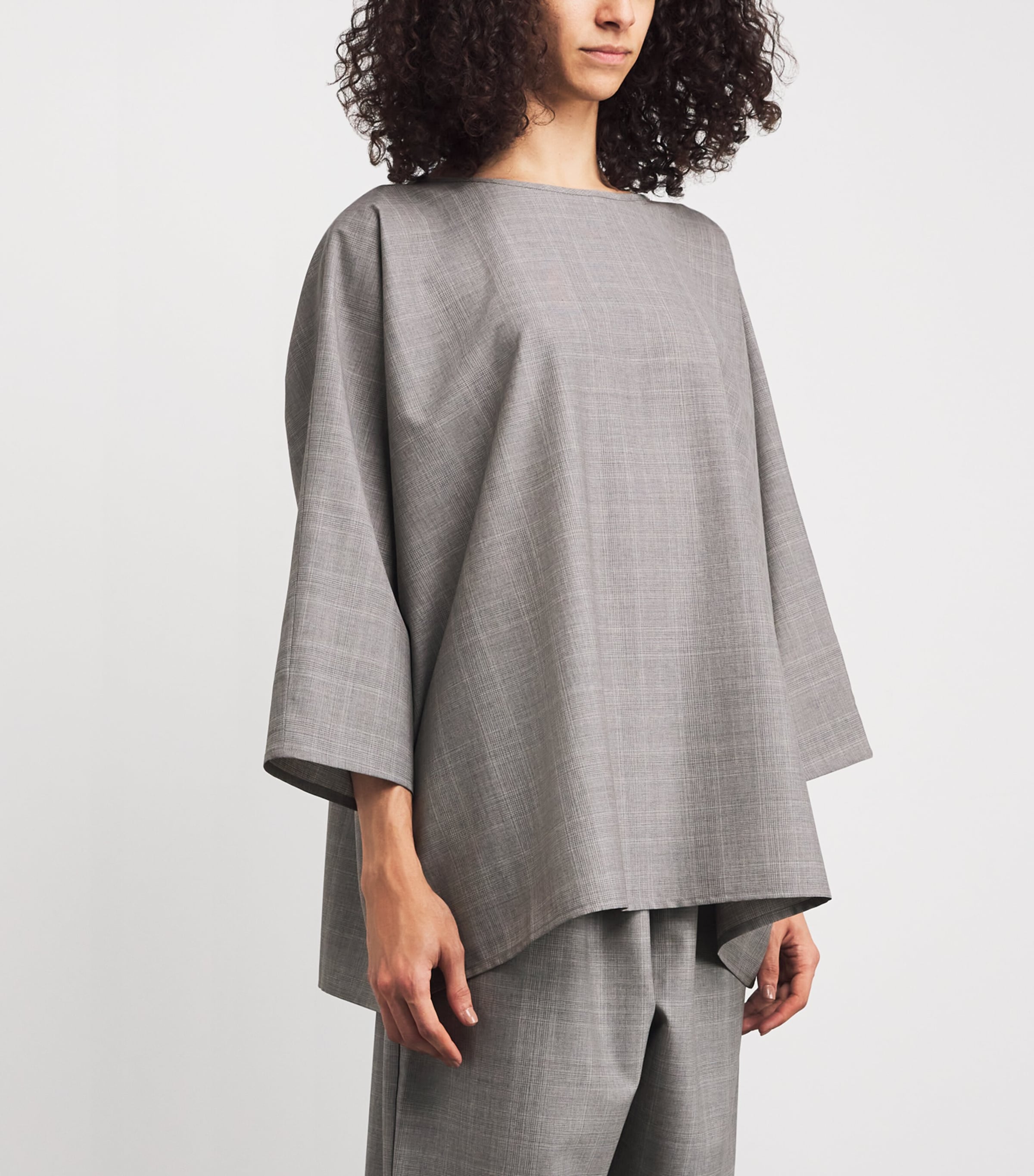 Virgin Wool Boat-Neck Blouse GREY Image 3