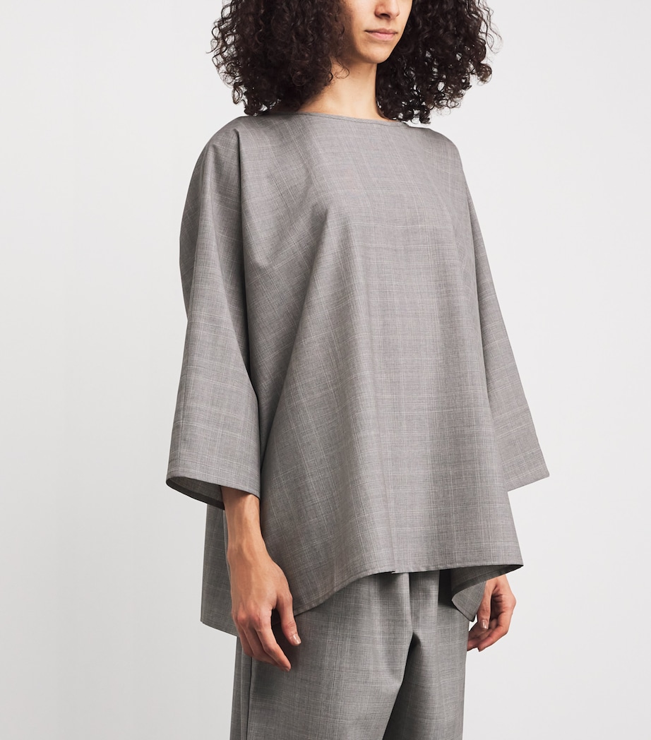 Virgin Wool Boat-Neck Blouse GREY Image 3