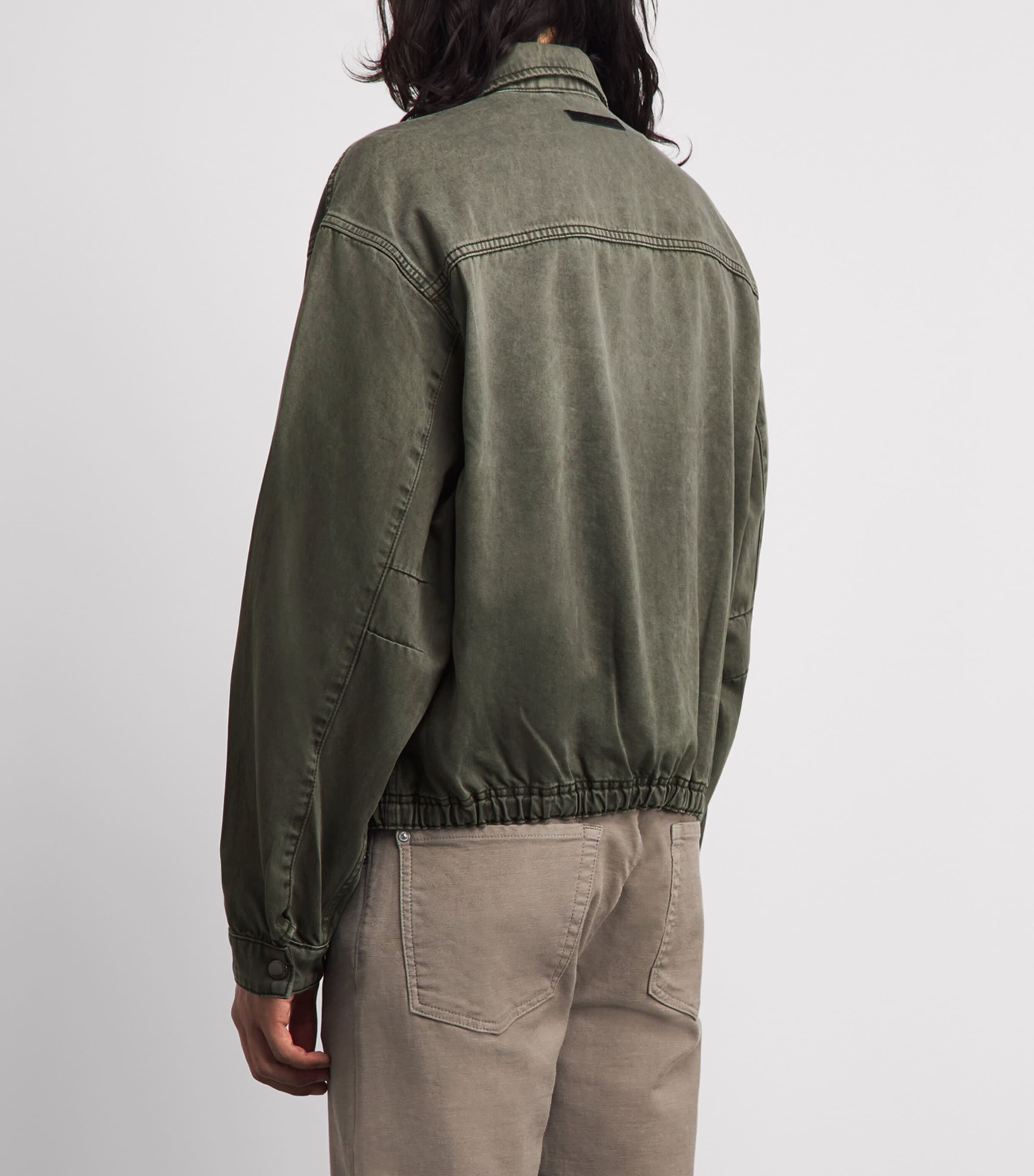 7 For All Mankind Mens Aviator Denim Jacket Green Image 5