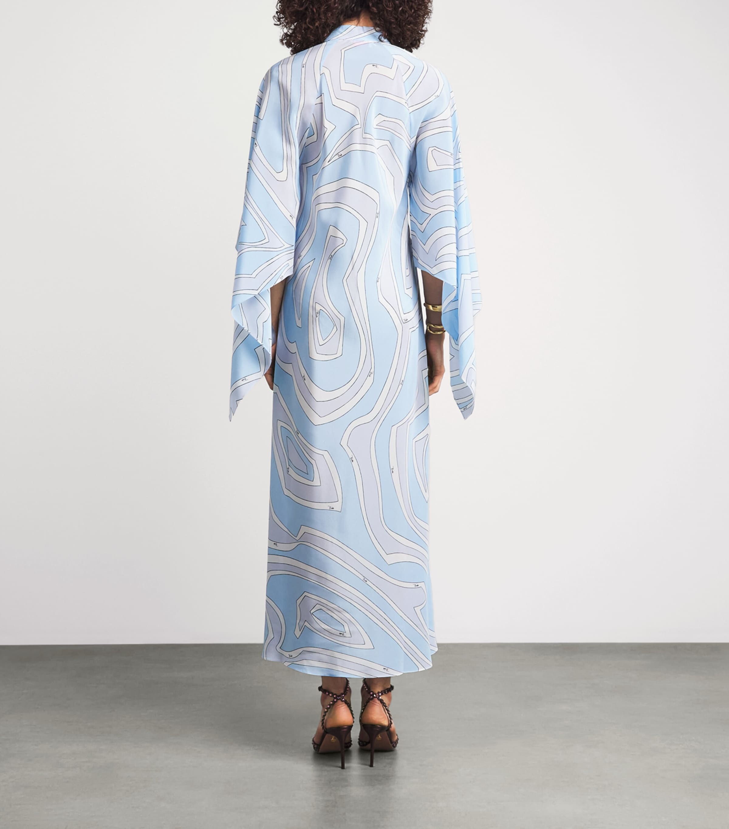 PUCCI Womens Silk Printed Kaftan Maxi Dress Light Blue Image 4