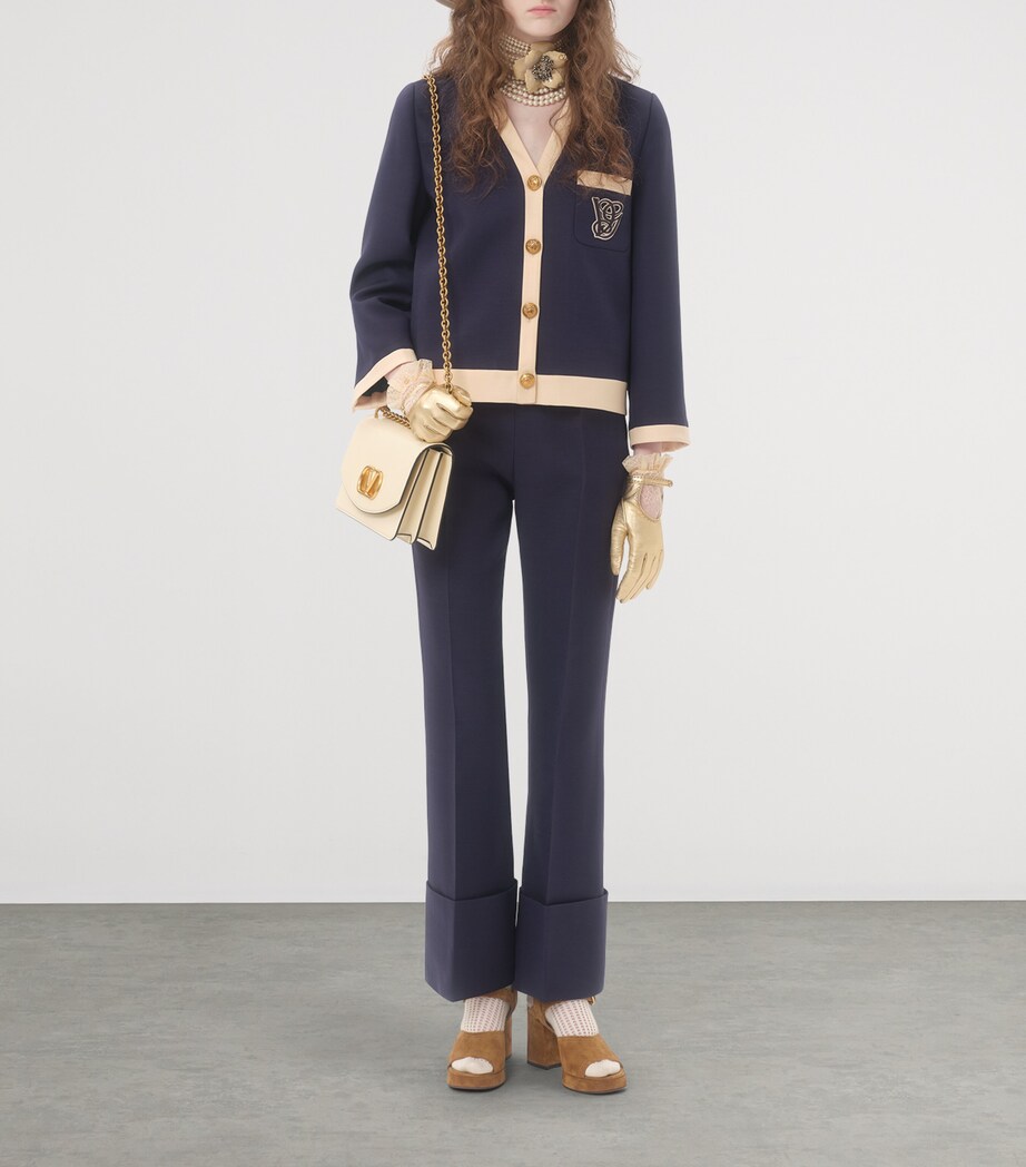 Wool-Silk Flared Trousers D51 Image 5