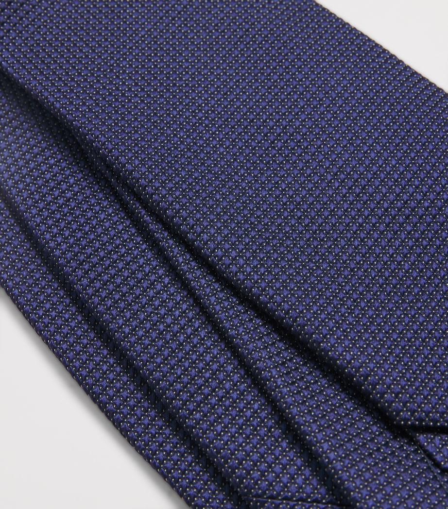 Silk Geometric Jacquard Tie 16 BLUE NAVY Image 3