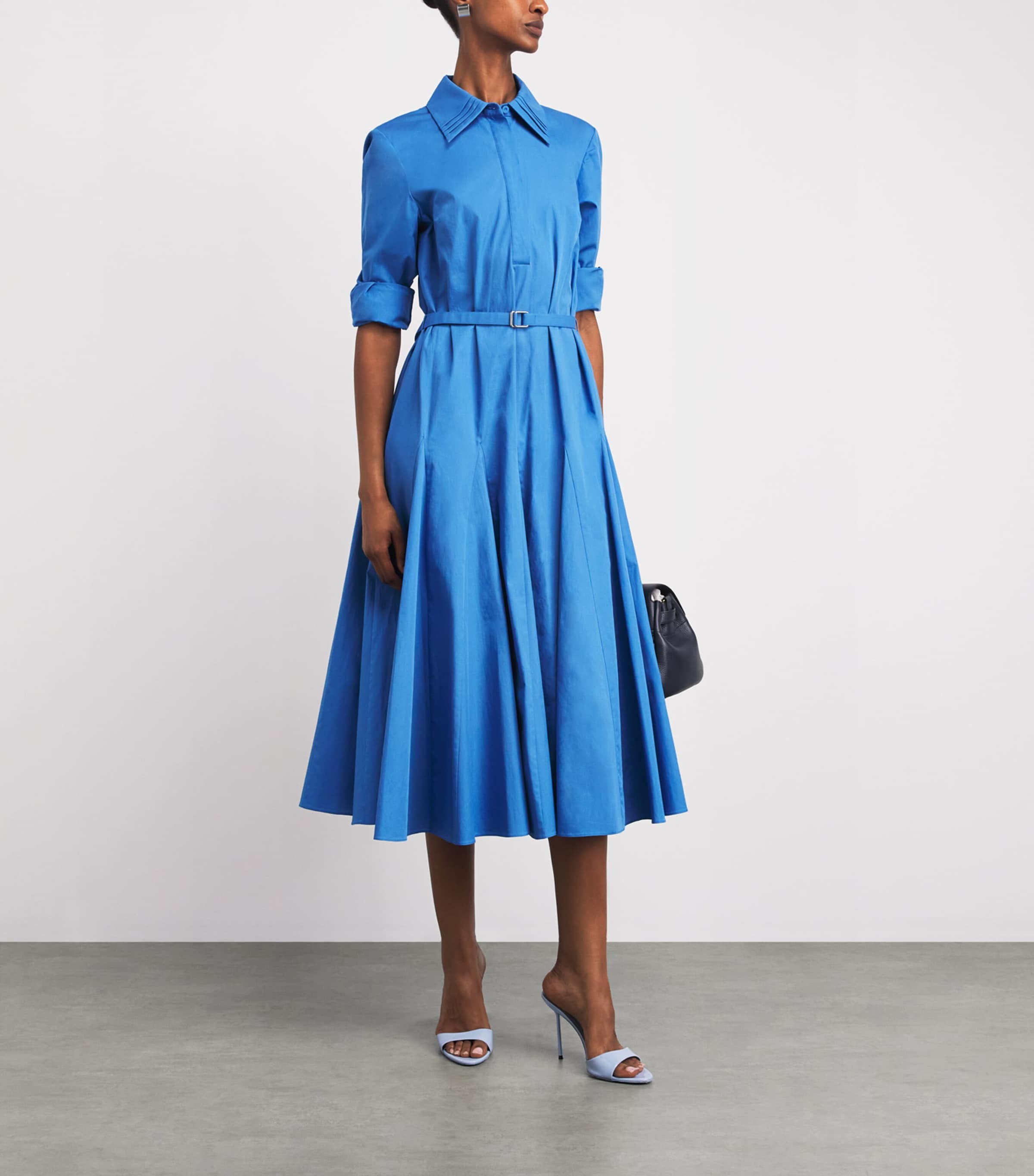 Emilia Wickstead Womens Cotton Marione Midi Shirt Dress Blue Image 2