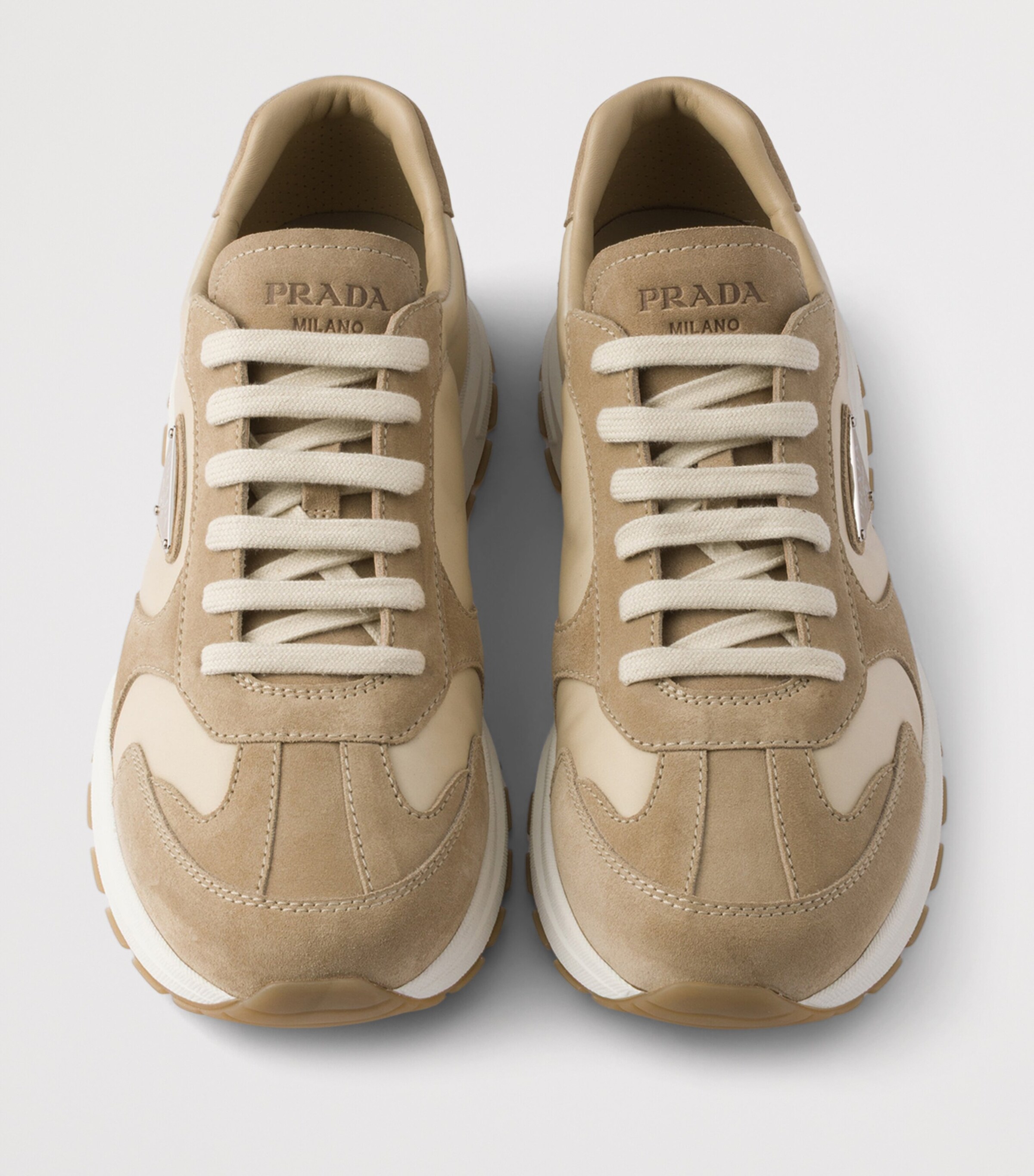 Prada Neutral Re-Nylon and Suede Prax 2.0 Sneakers | Harrods UK