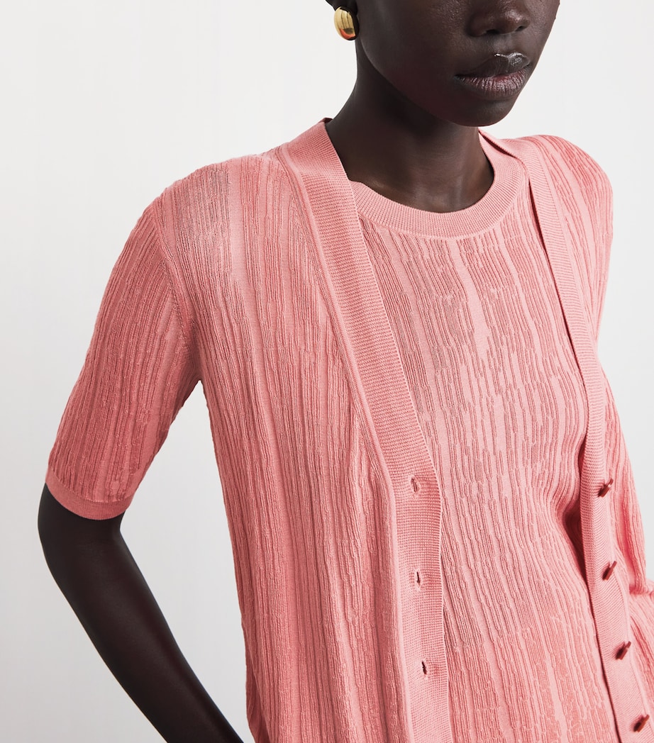 Joseph Womens Silk-Cotton Sens Cardigan Blush Image 6