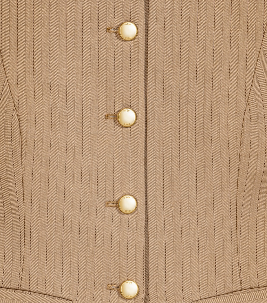 Maje Womens Wool-Blend Striped Waistcoat Beige Image 8