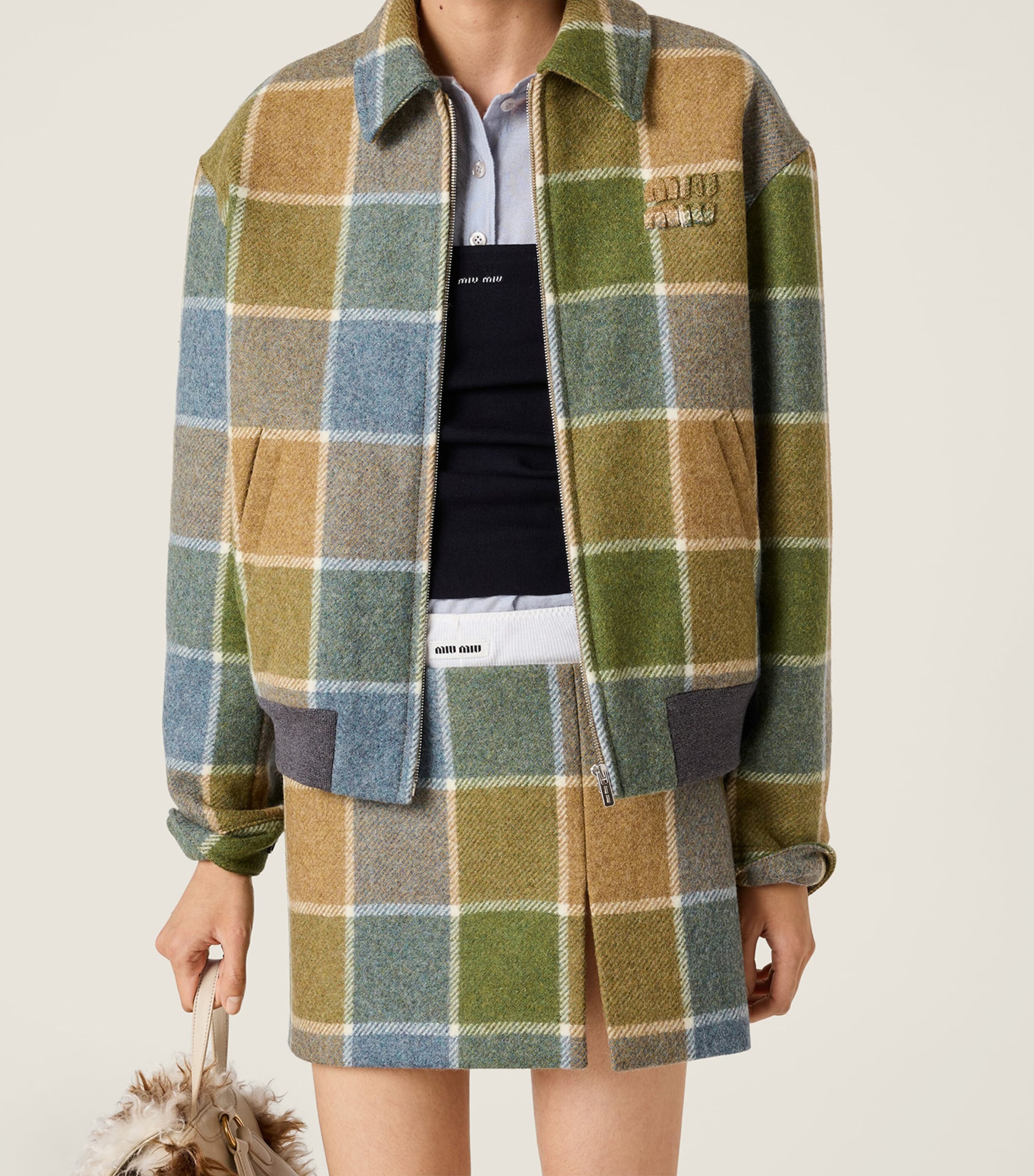 Wool Check Bomber Jacket F0XX7 Image 5