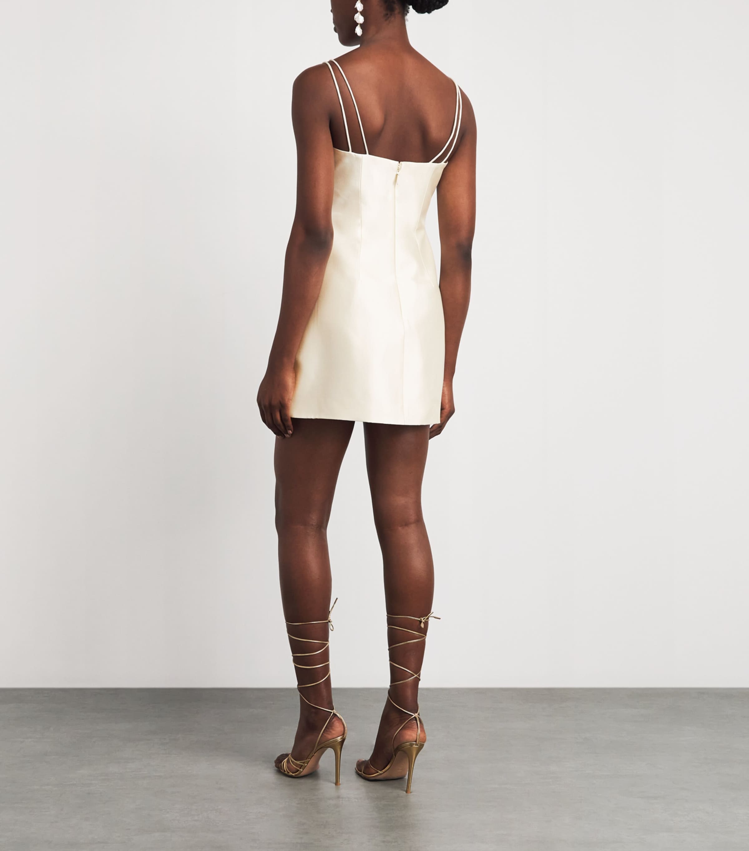 Rachel Gilbert Womens Wool-Silk Satin Bronte Mini Dress Ivory Image 4
