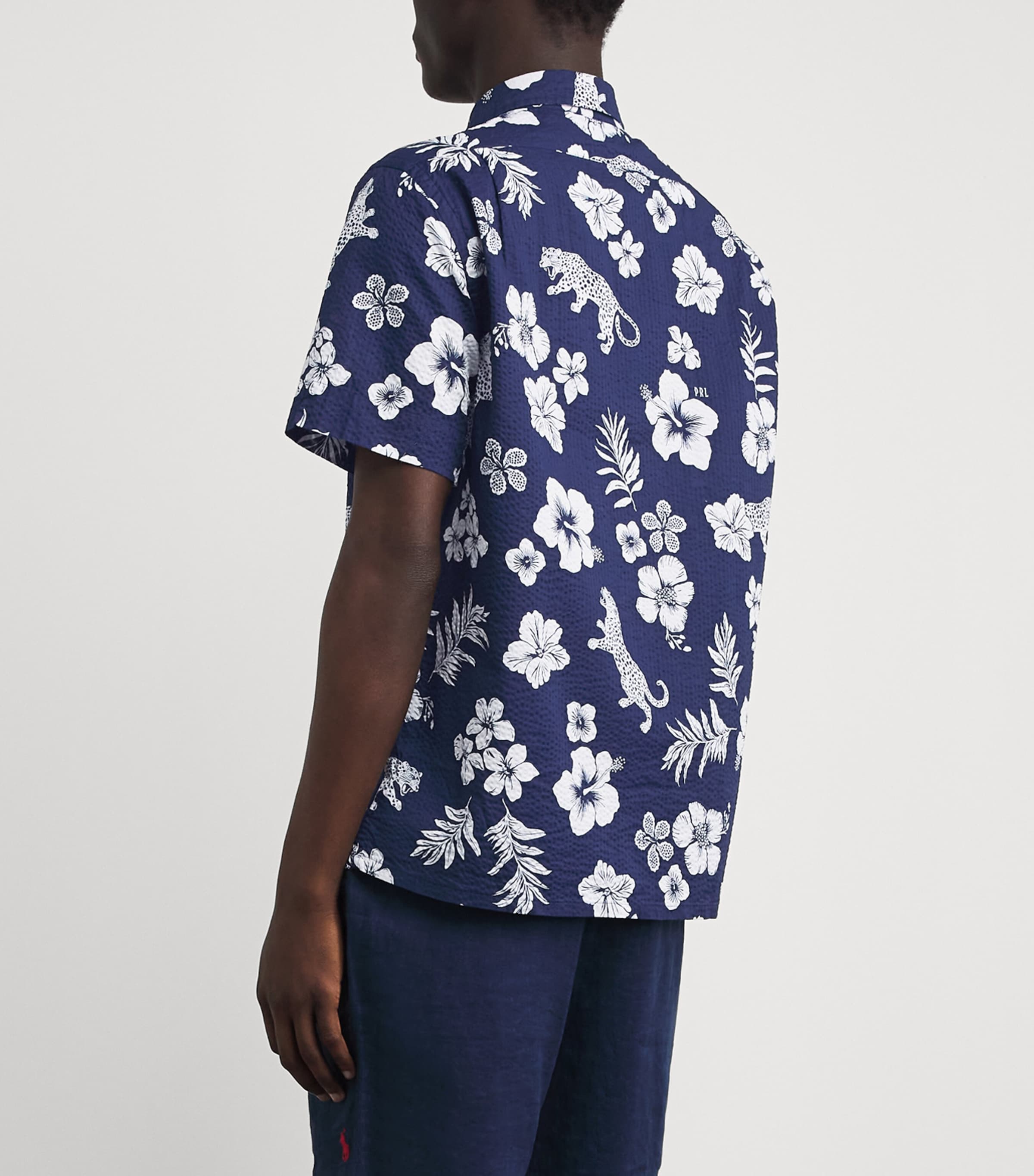 Polo Ralph Lauren Mens Cotton Seersucker Printed Shirt Jaguar Tropical Image 5