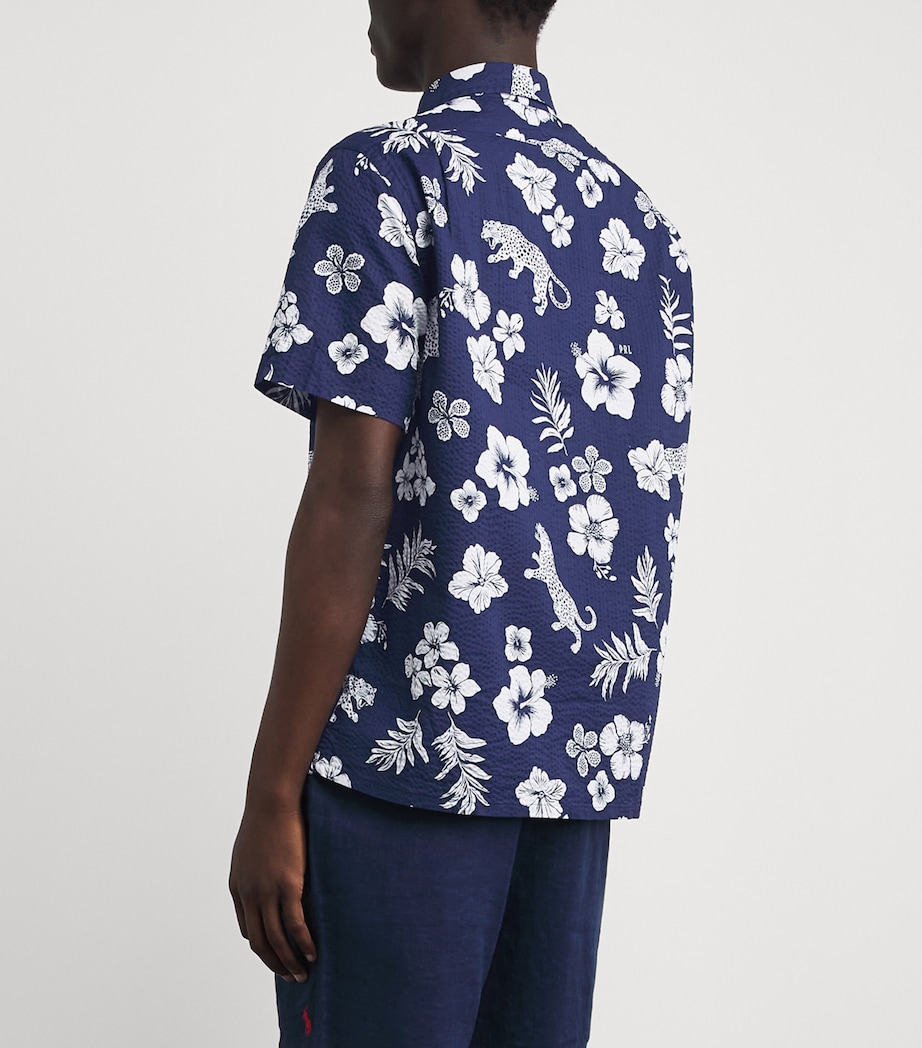 Polo Ralph Lauren Mens Cotton Seersucker Printed Shirt Jaguar Tropical Image 5