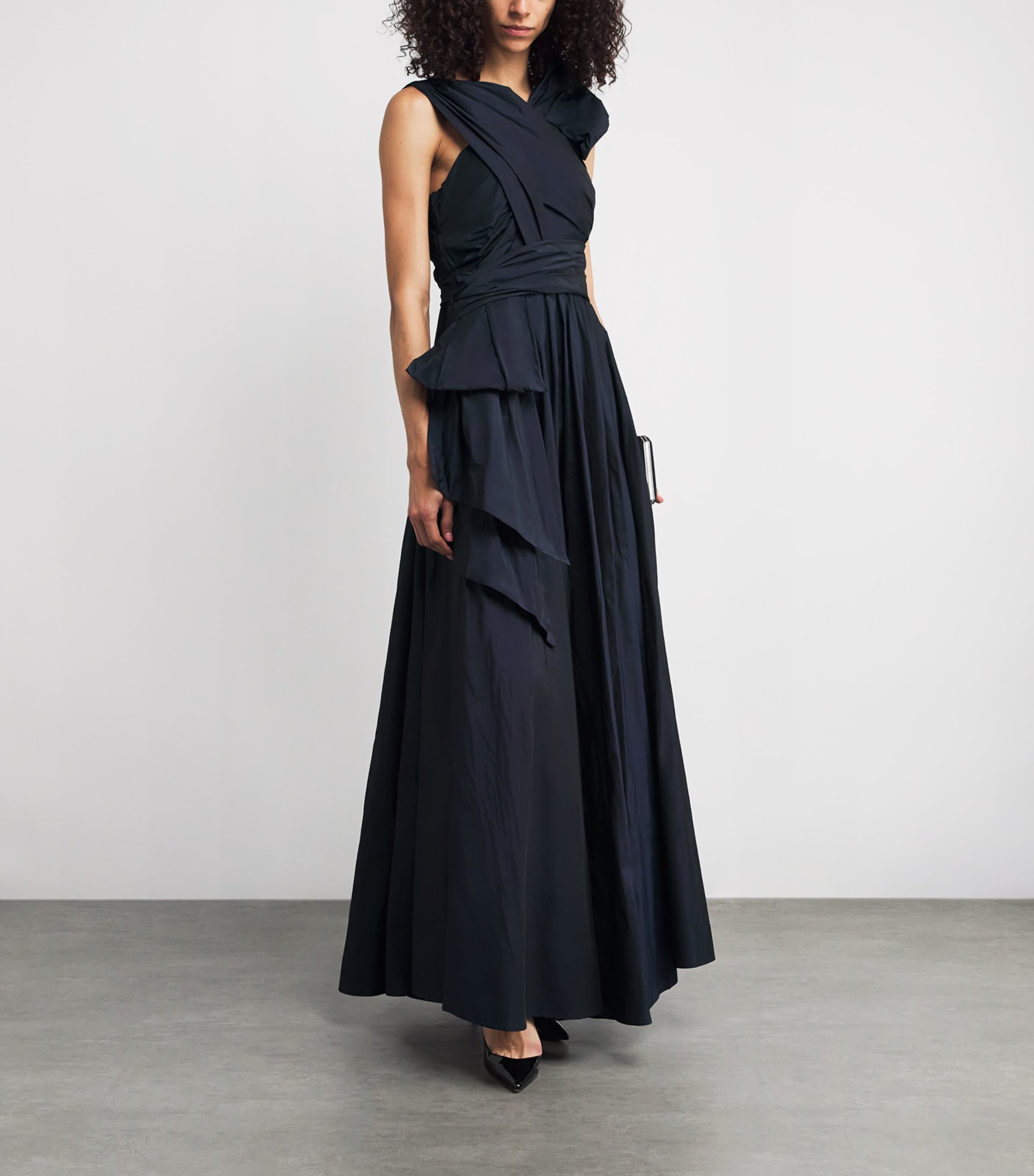 Taffeta Pleated Maxi Dress 460 NUIT Image 2