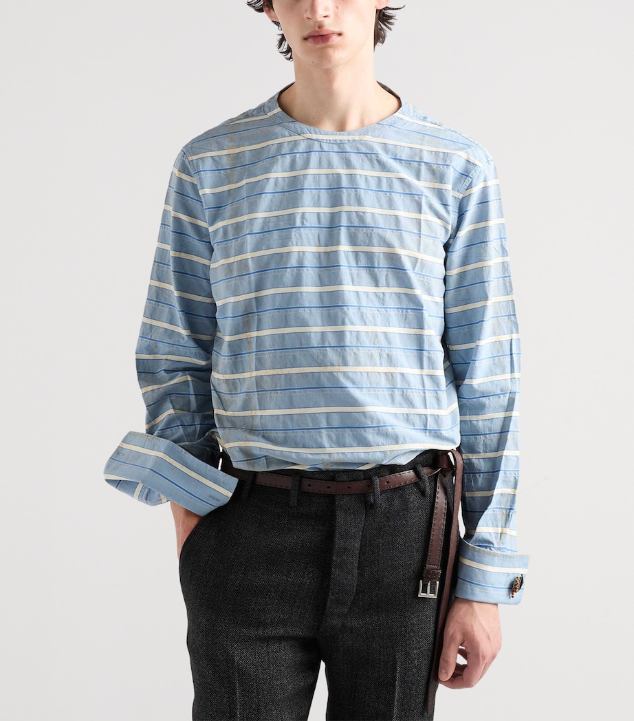 Prada Mens Cotton Stripe Shirt Light Blue Image 3