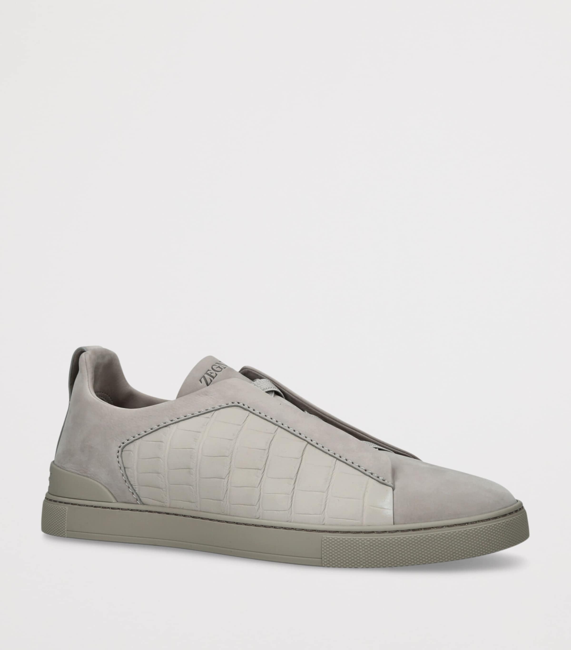 Crocodile Leather Triple Stitch SECONDSKIN Sneakers GREY/LIGHT Image 3