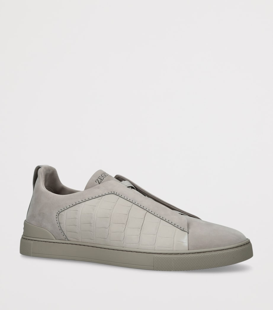 Crocodile Leather Triple Stitch SECONDSKIN Sneakers GREY/LIGHT Image 3