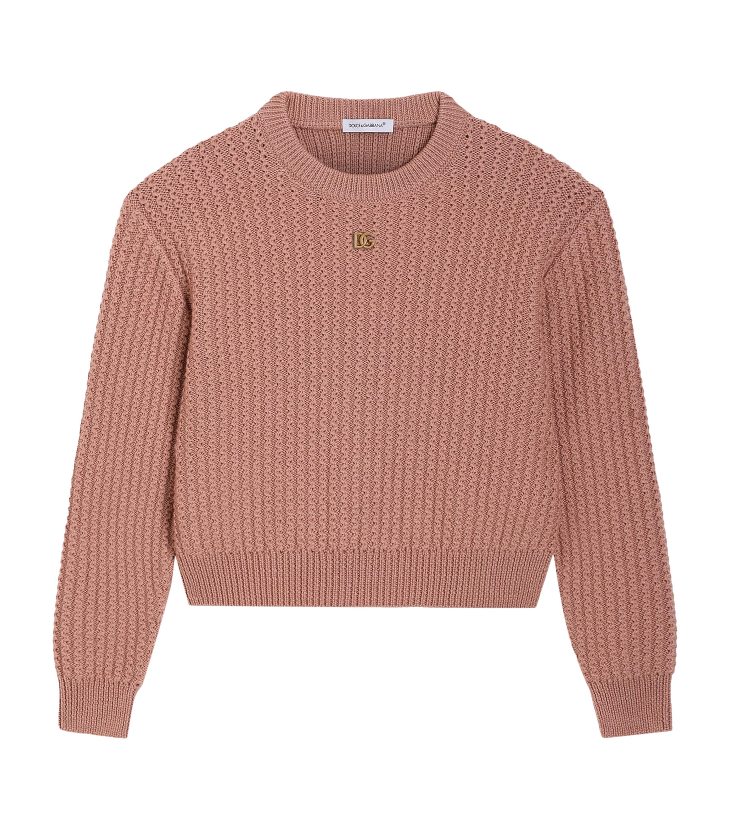 Dolce&Gabbana Kids Wool Logo Sweater (8-12+ Years) Dark Antique R Image 1
