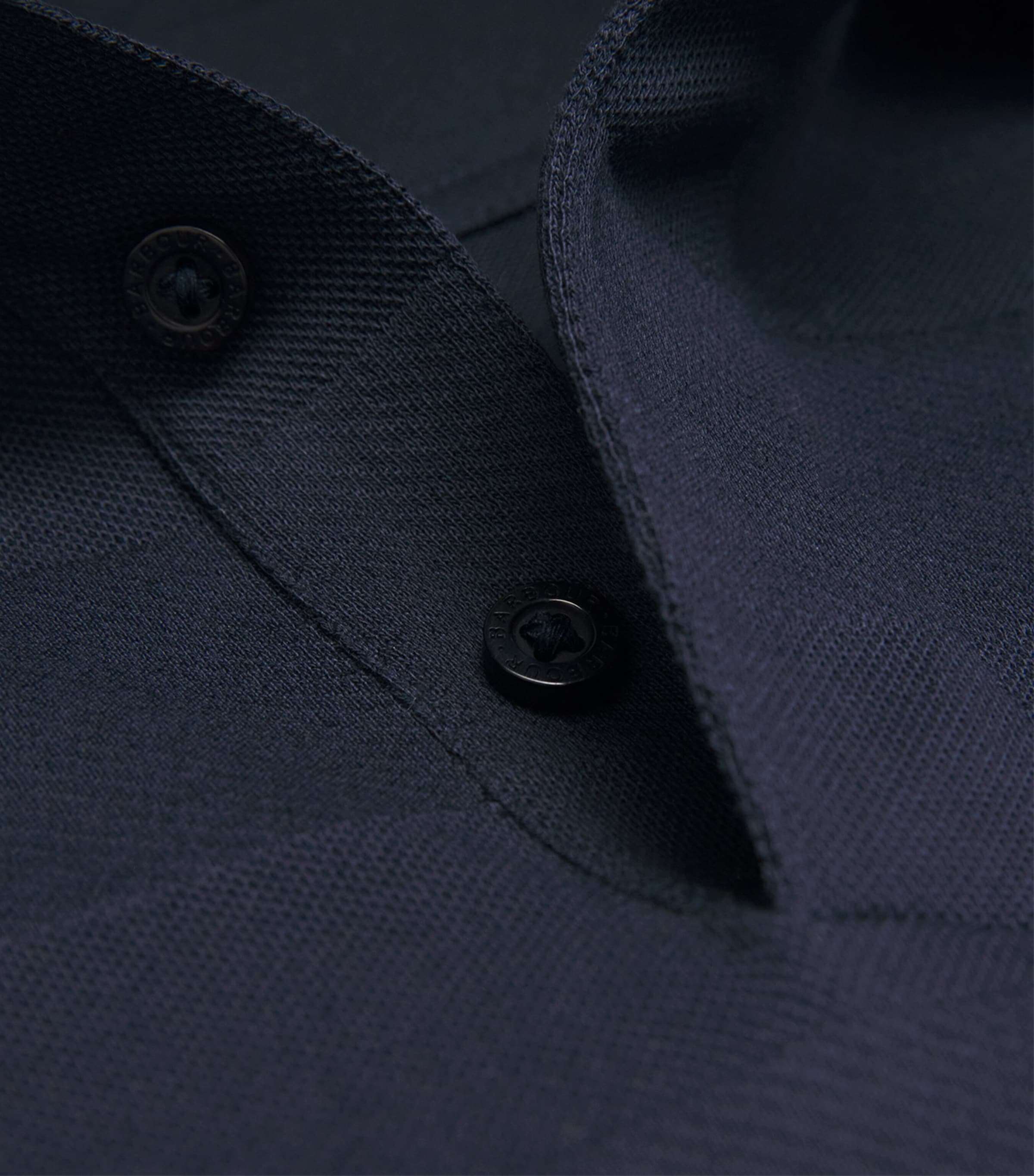 Barbour Mens Cotton Twill Waketown Long-Sleeve Polo Shirt Dark Navy Image 5