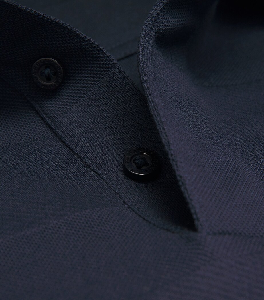 Barbour Mens Cotton Twill Waketown Long-Sleeve Polo Shirt Dark Navy Image 5