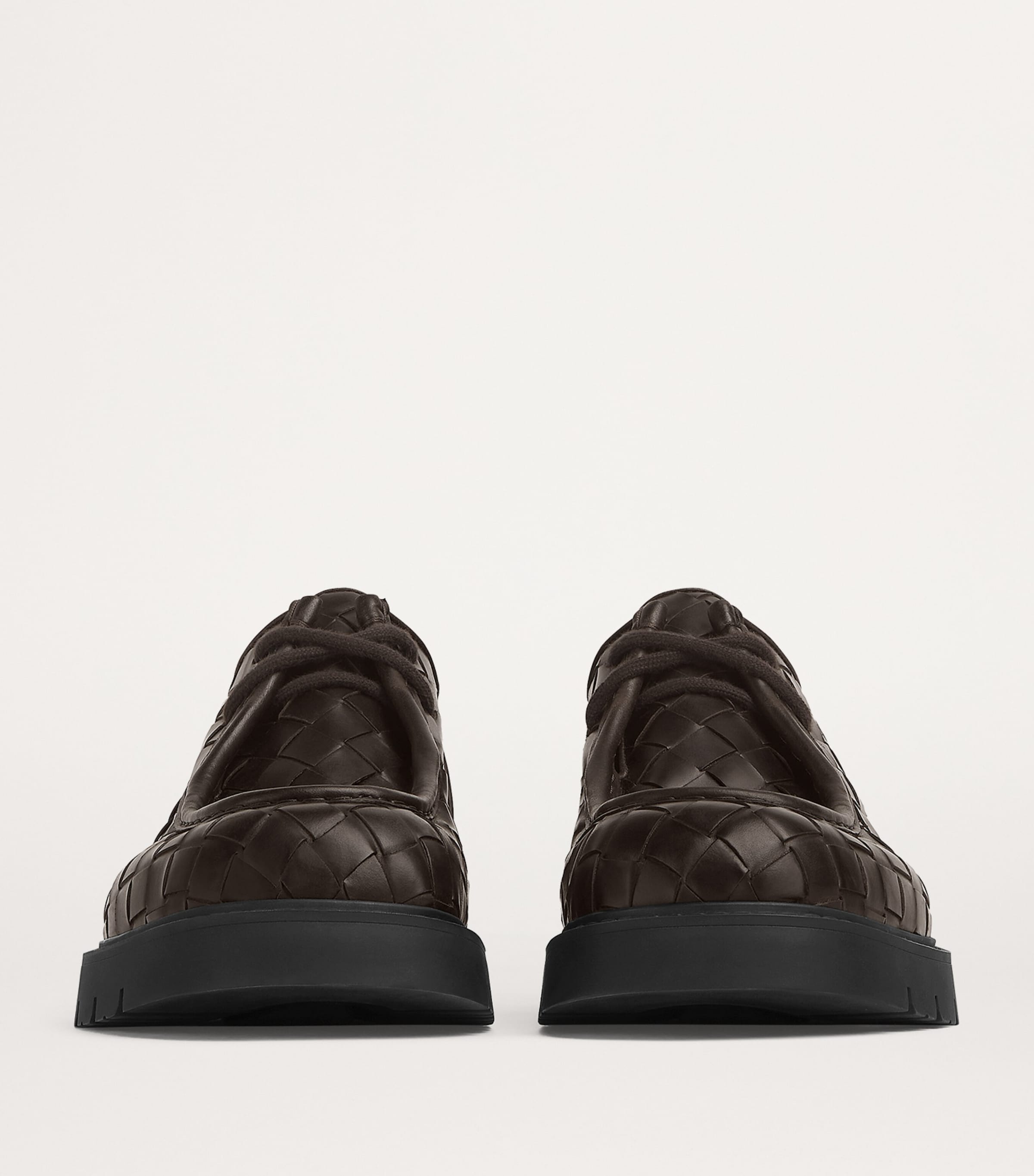 Bottega Veneta Leather Intrecciato Haddock Boat Shoes Image 3