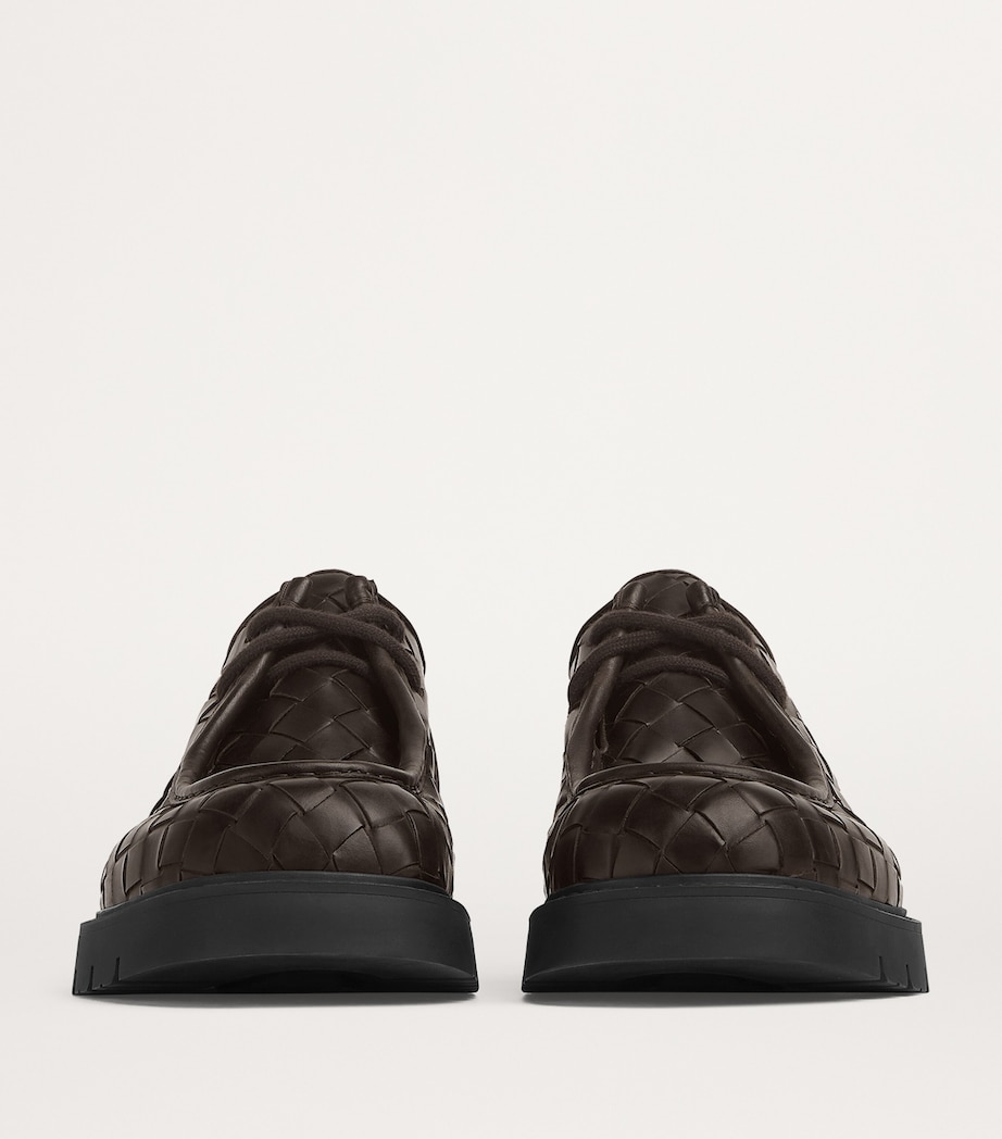 Bottega Veneta Leather Intrecciato Haddock Boat Shoes Image 3