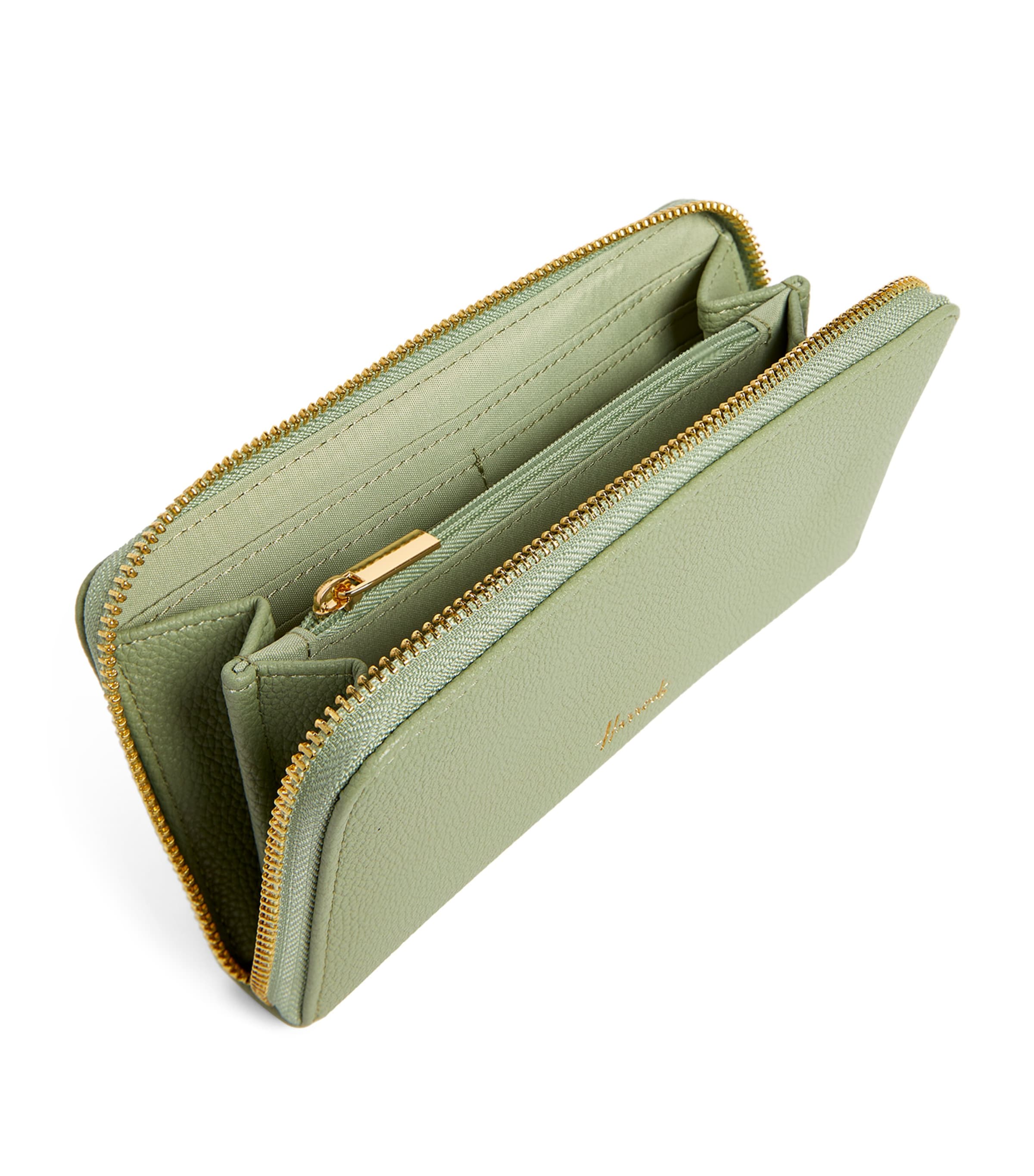 Harrods Oxford Zip-Around Wallet Light Green Image 2