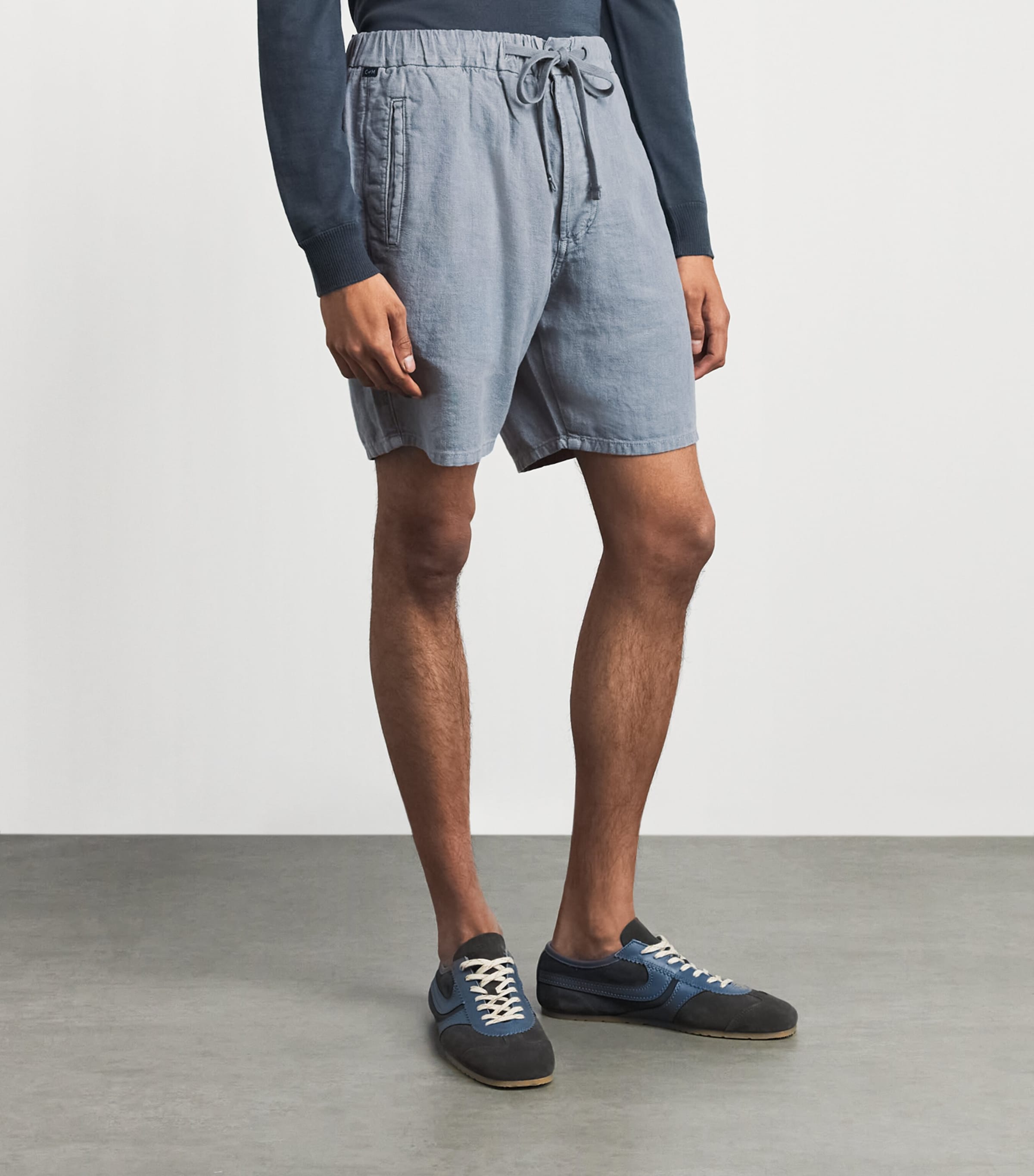 Citizens of Humanity Mens Linen Drawstring Shorts Stone Blue Image 4