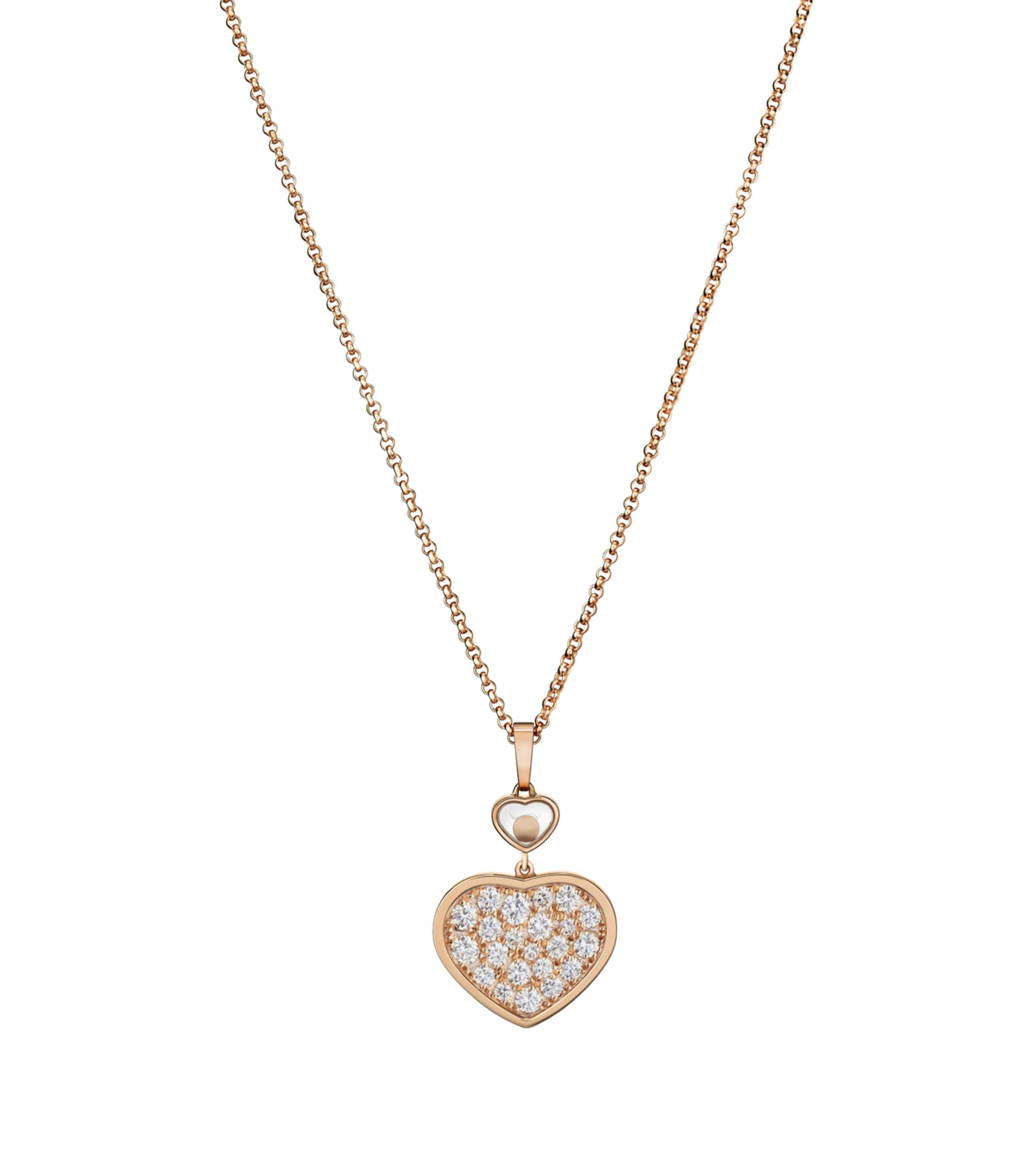 Chopard Rose Gold And Diamond Happy Hearts Pendant In Rose Gold