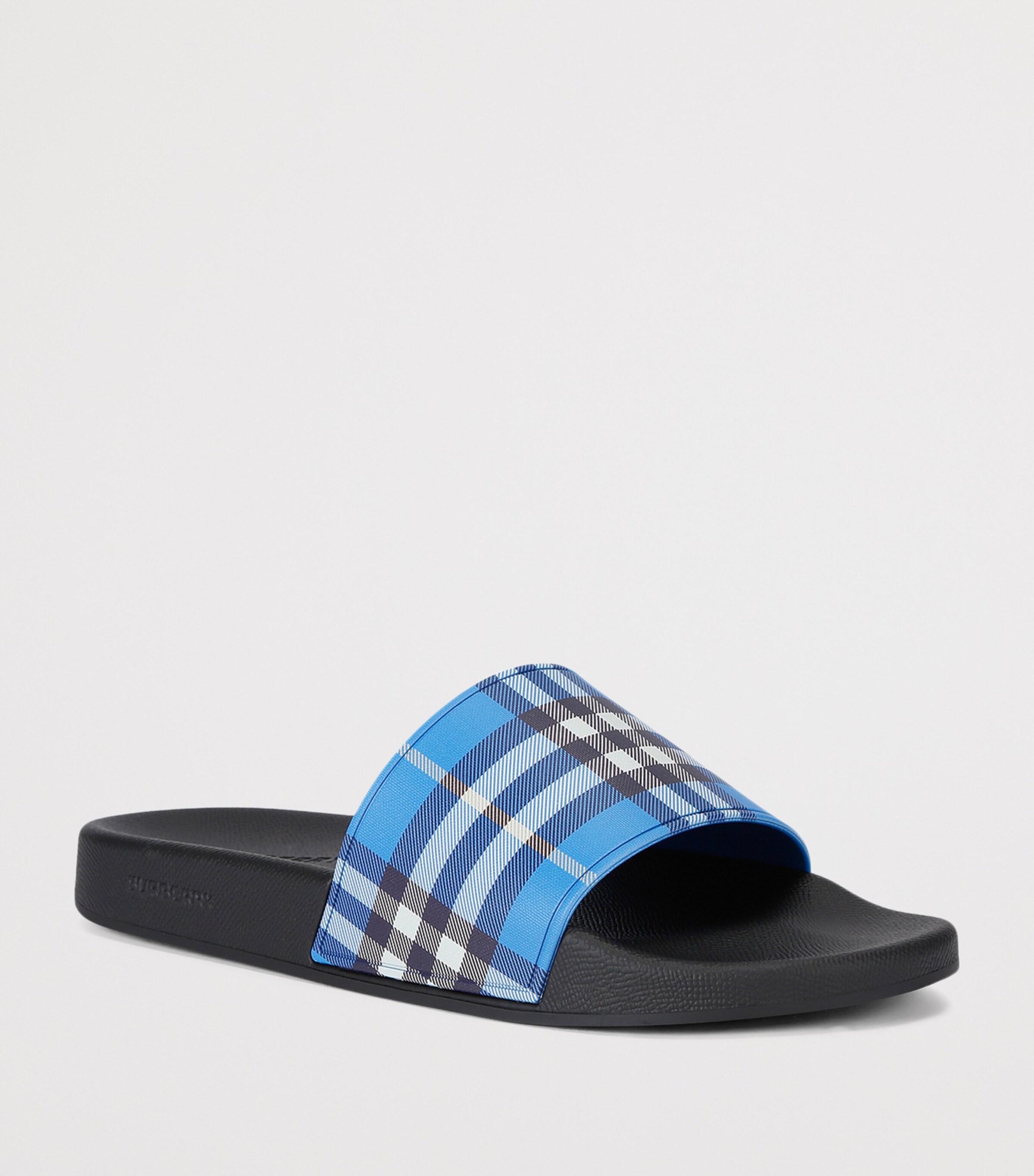 Burberry Check Slides Blue Other Image 3