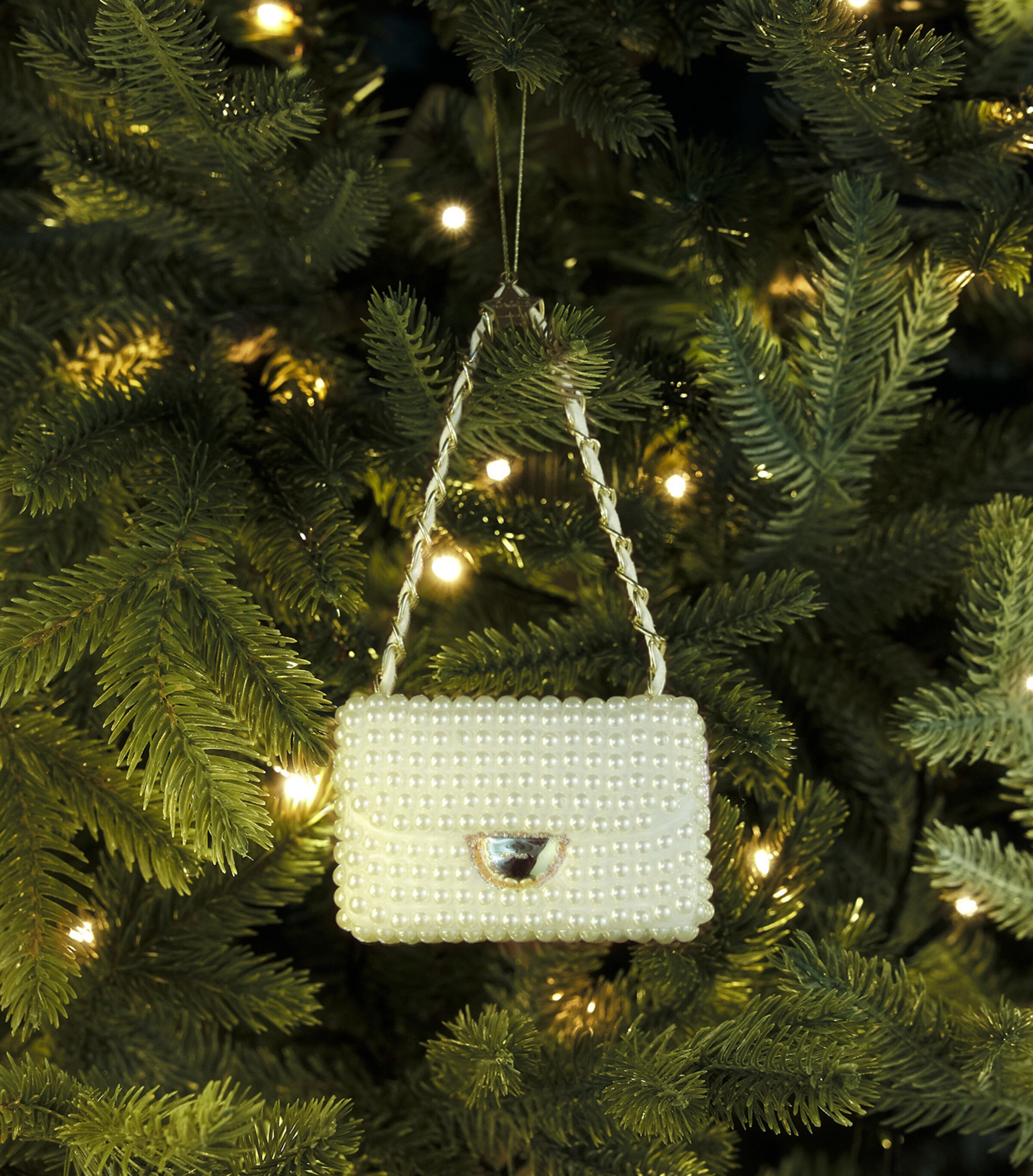 Harrods Faux Pearl Bag Tree Decoration Pearl Image 2