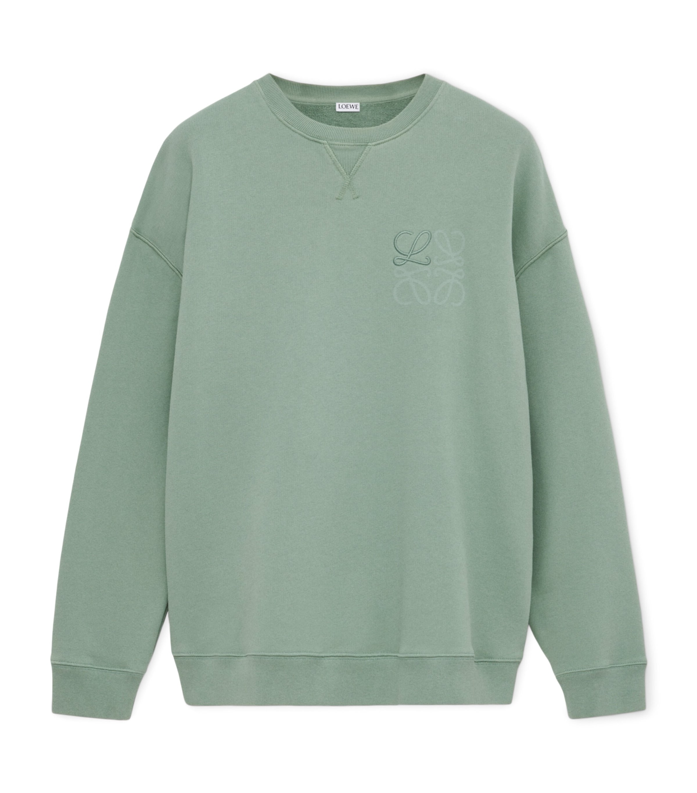 LOEWE Mens Cotton-Blend Anagram Sweatshirt Sage Image 1