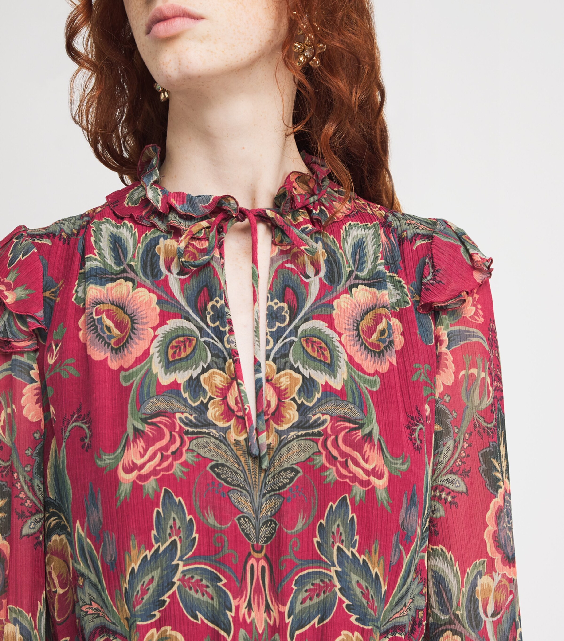 Etro Womens Ruffle Floral Mini Dress Image 7