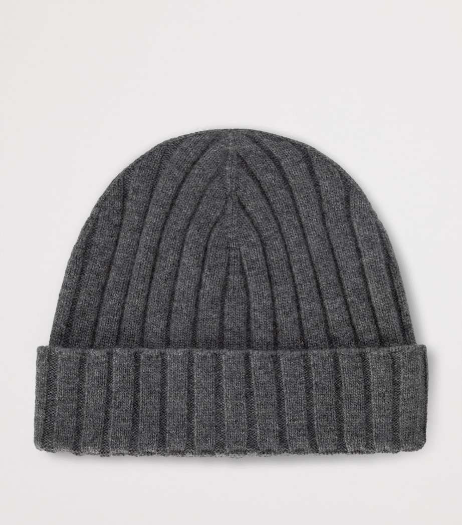 Cashmere Flat Rib Beanie N5822-GREY Image 2