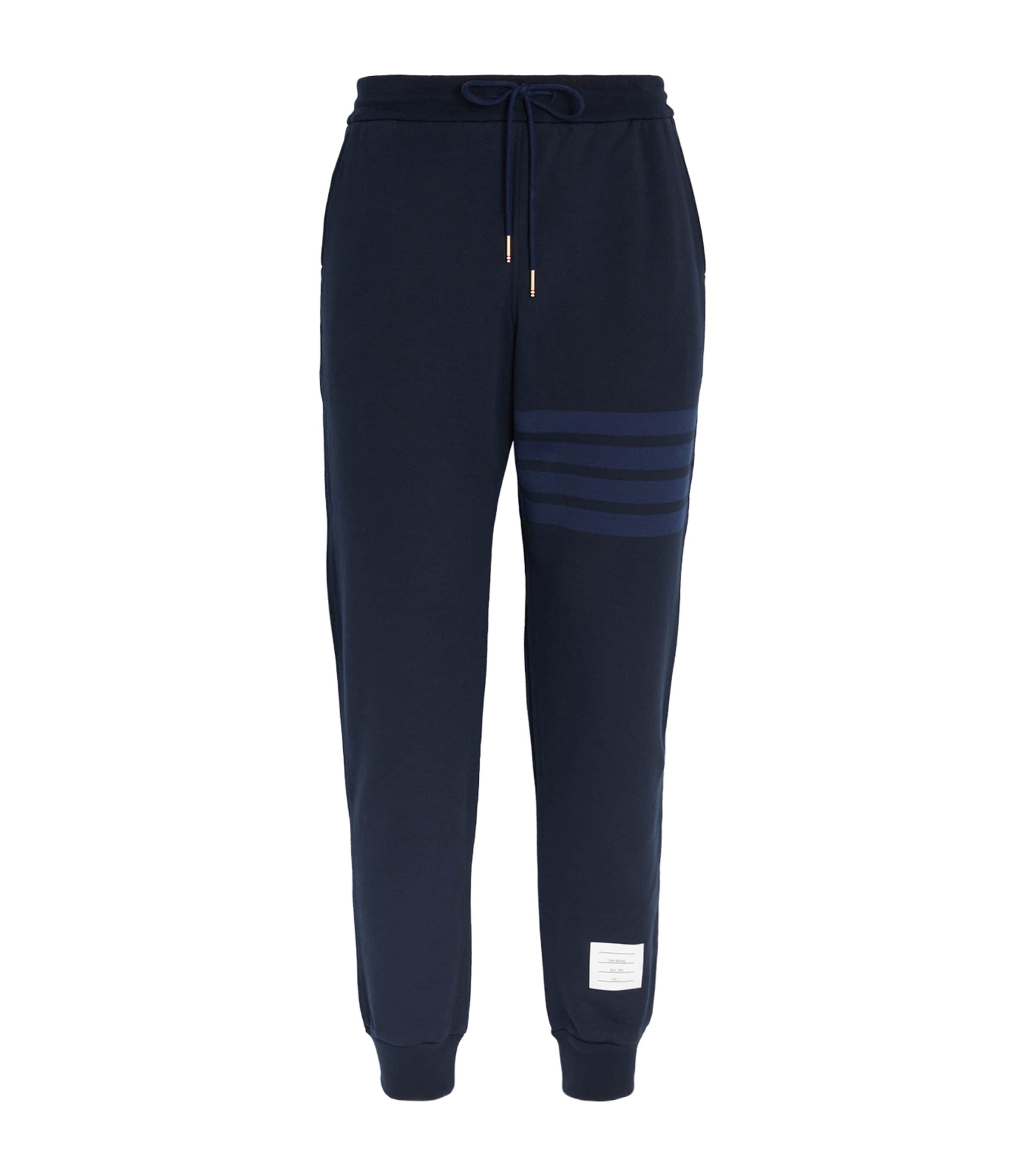 Thom Browne Silk Cotton Pants Drawstring Waist In Navy