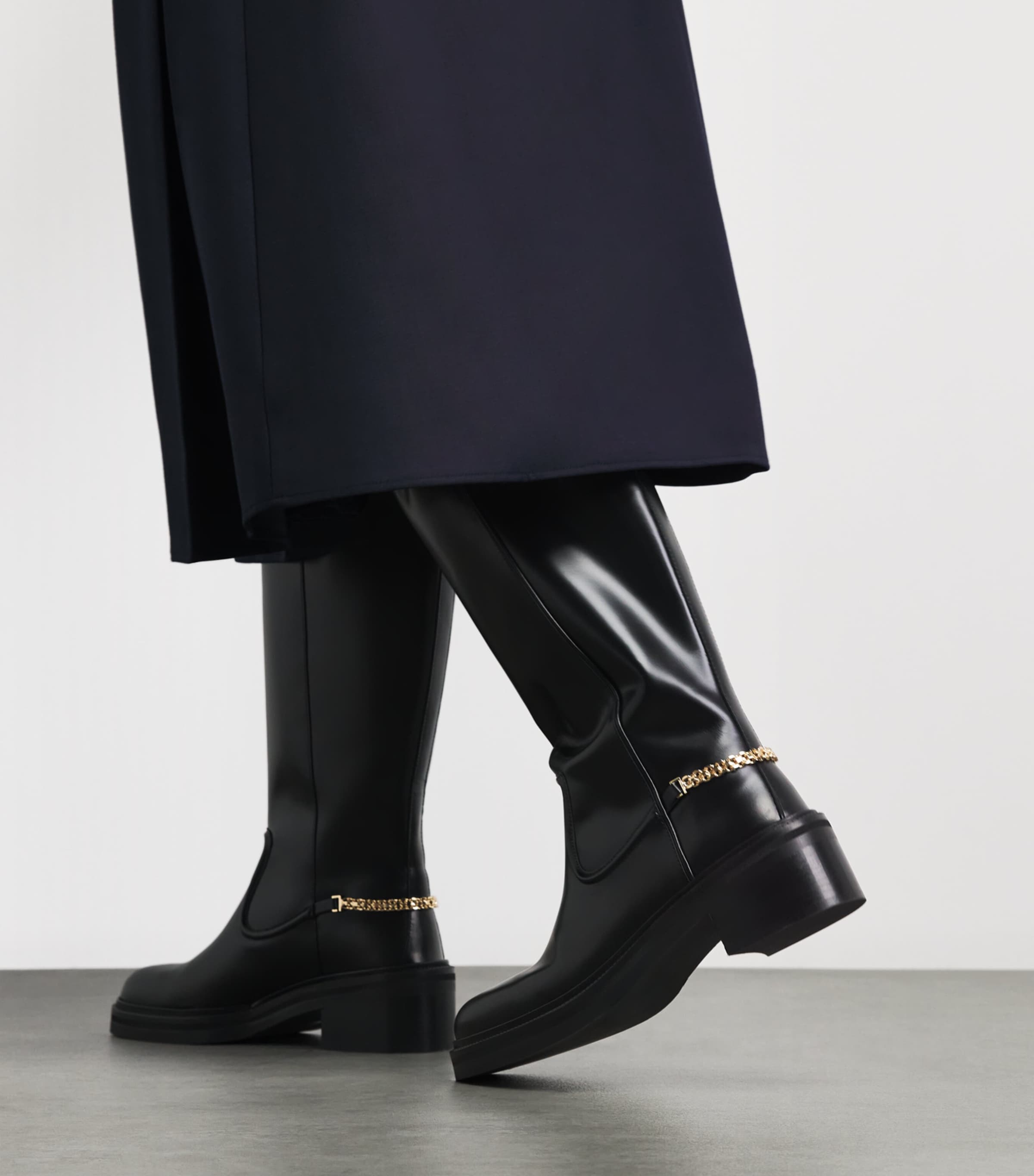 Maje Leather Embellished Knee Boots Black Image 2