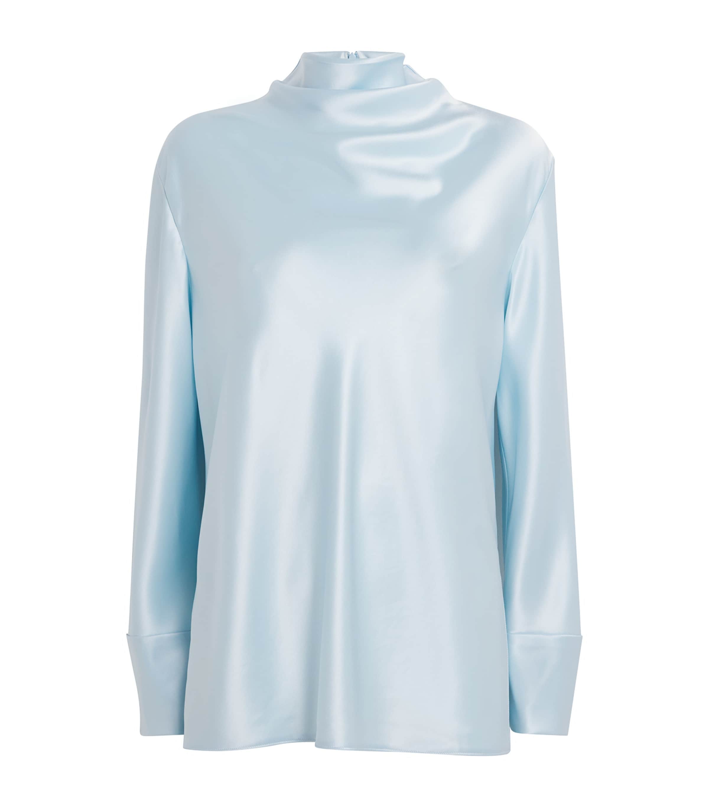 Camilla And Marc Satin Draped Chimera Blouse In Blue