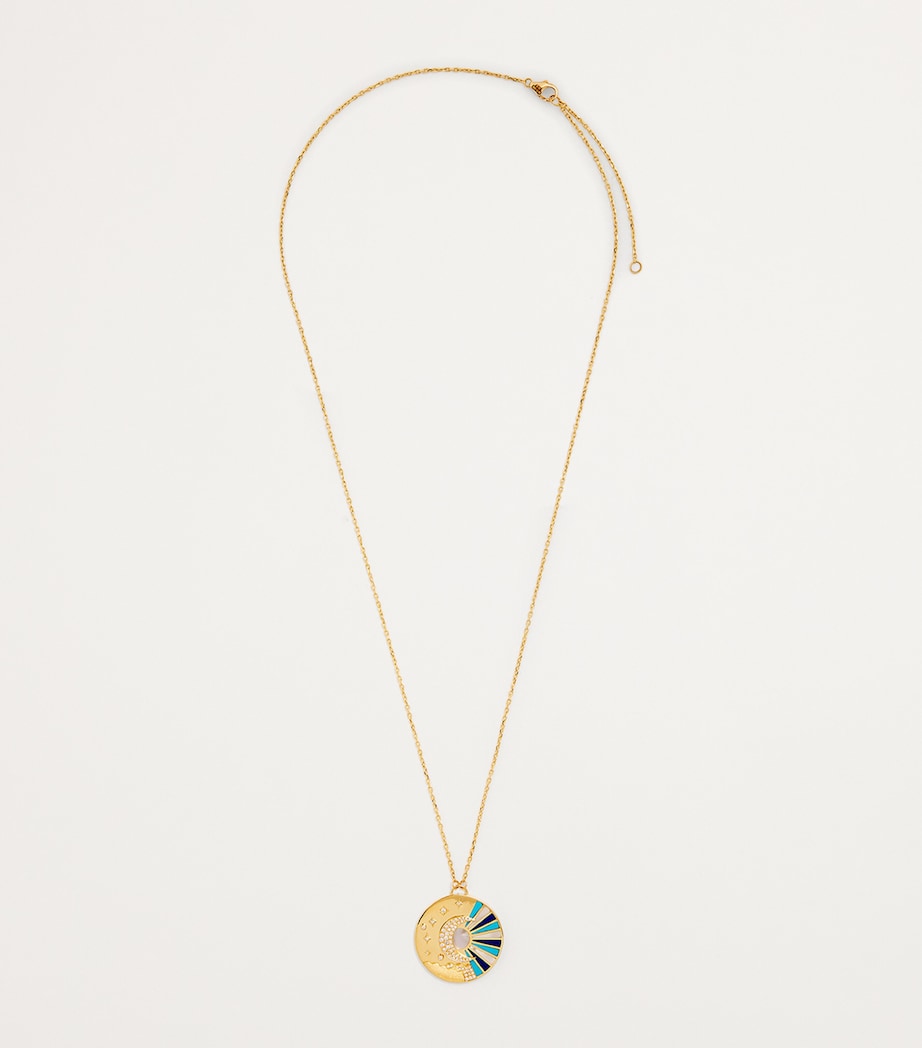 Yellow Gold, Diamond, Lapis, Pearl and Turquoise Cosmic Love Necklace YELLOW GOLD Image 3