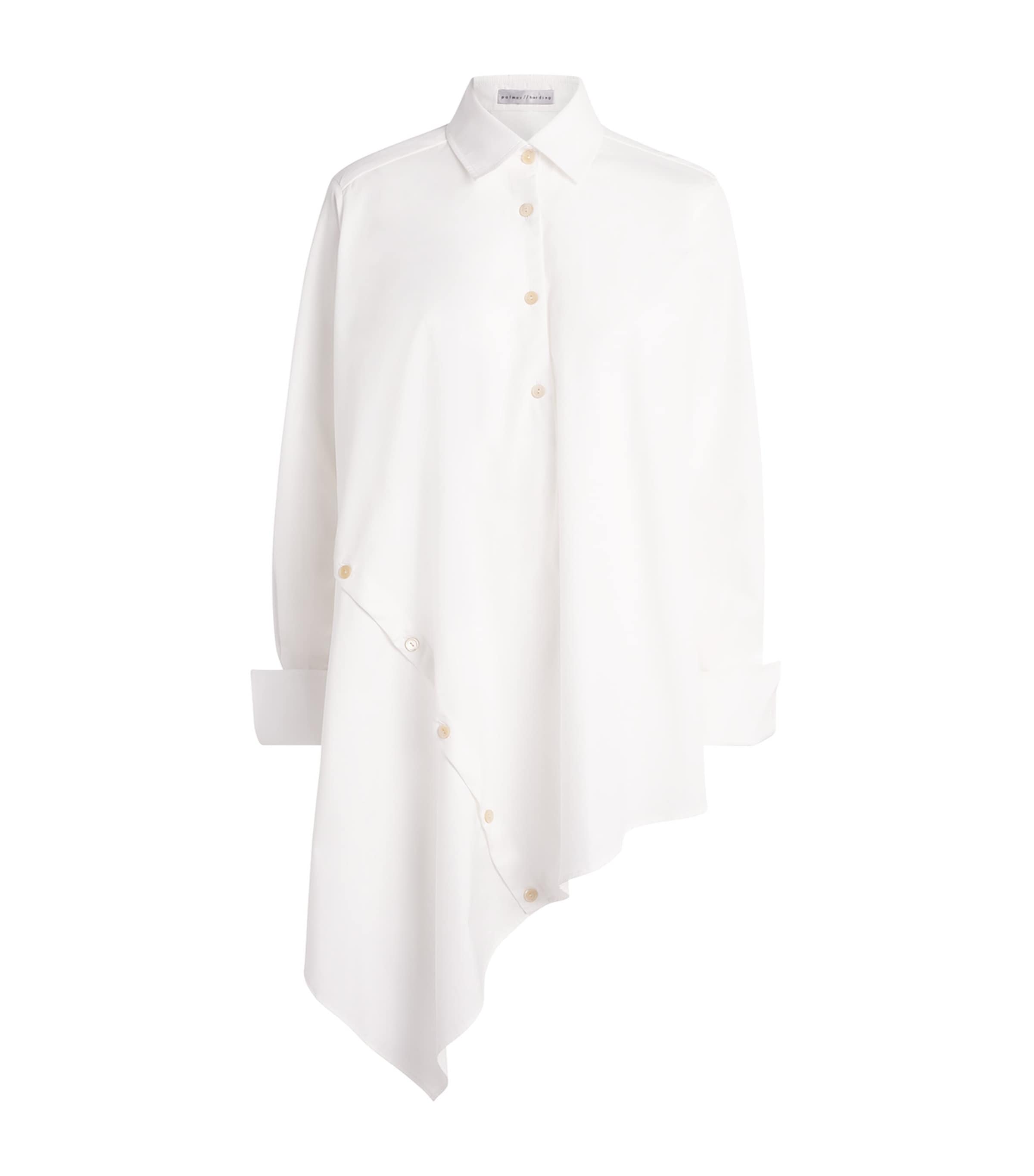 Palmer//Harding Womens Cotton Deconstructed Asymmetric Sonder Shirt Wht Whte Cttn Poplin Image 1