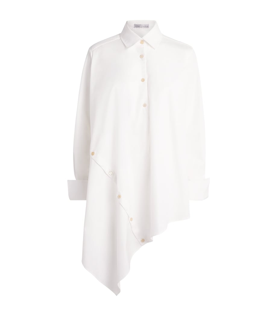 Palmer//Harding Womens Cotton Deconstructed Asymmetric Sonder Shirt Wht Whte Cttn Poplin Image 1