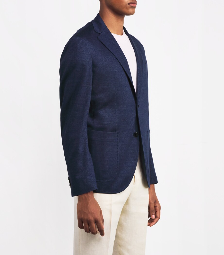 Linen-Cotton Single-Breasted Blazer B89 NAVY Image 3
